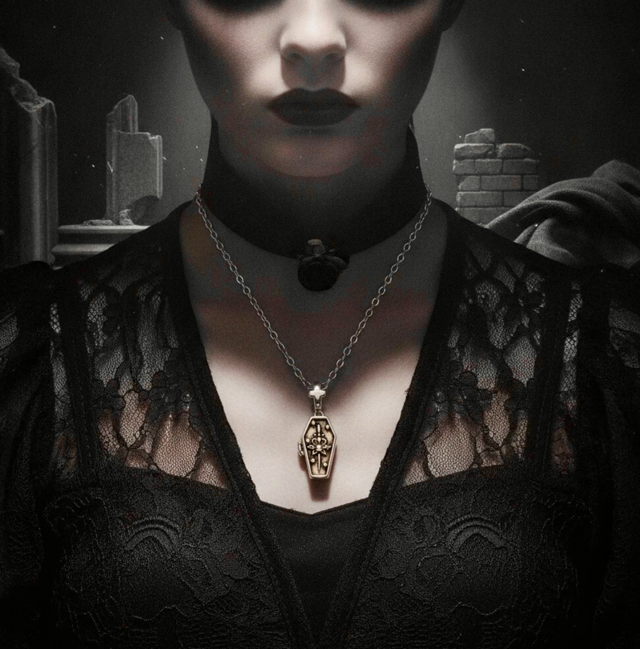 Dead Living Girl Coffin Locket