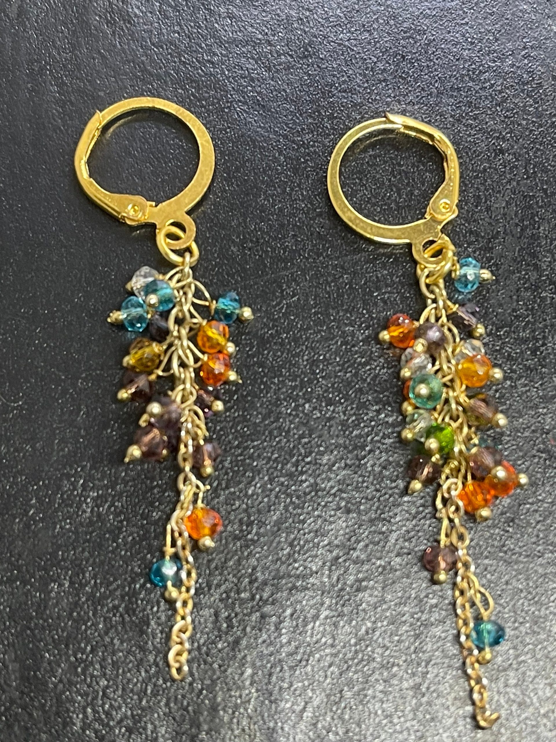 Rainbow Crystal Drop Earrings: Gold Chain Dangle Jewelry - Image 5