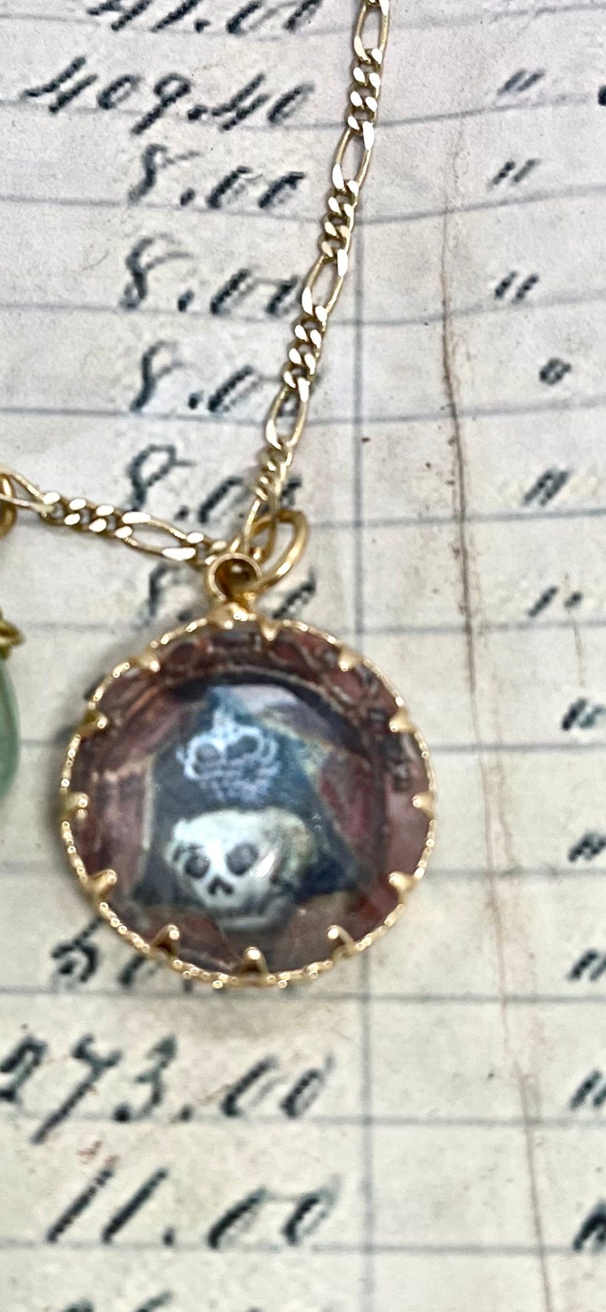 Gothic Memento Mori Quartz Crystal Skull Necklace: Aquamarine Pendant - Image 9