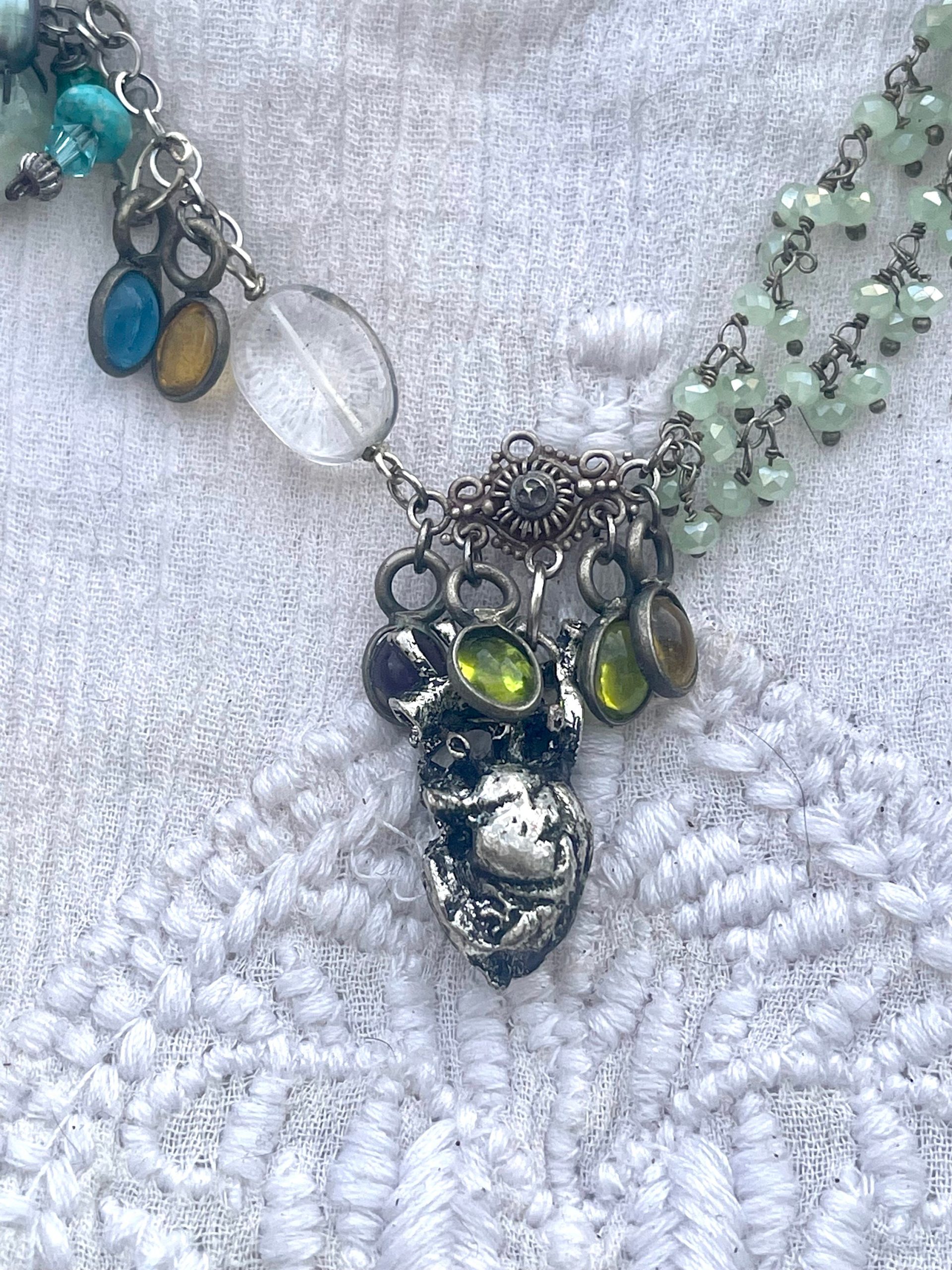 Handmade Sterling Silver Tribal Necklace: Amethyst, Turquoise, Garnet, Ruby - Image 10