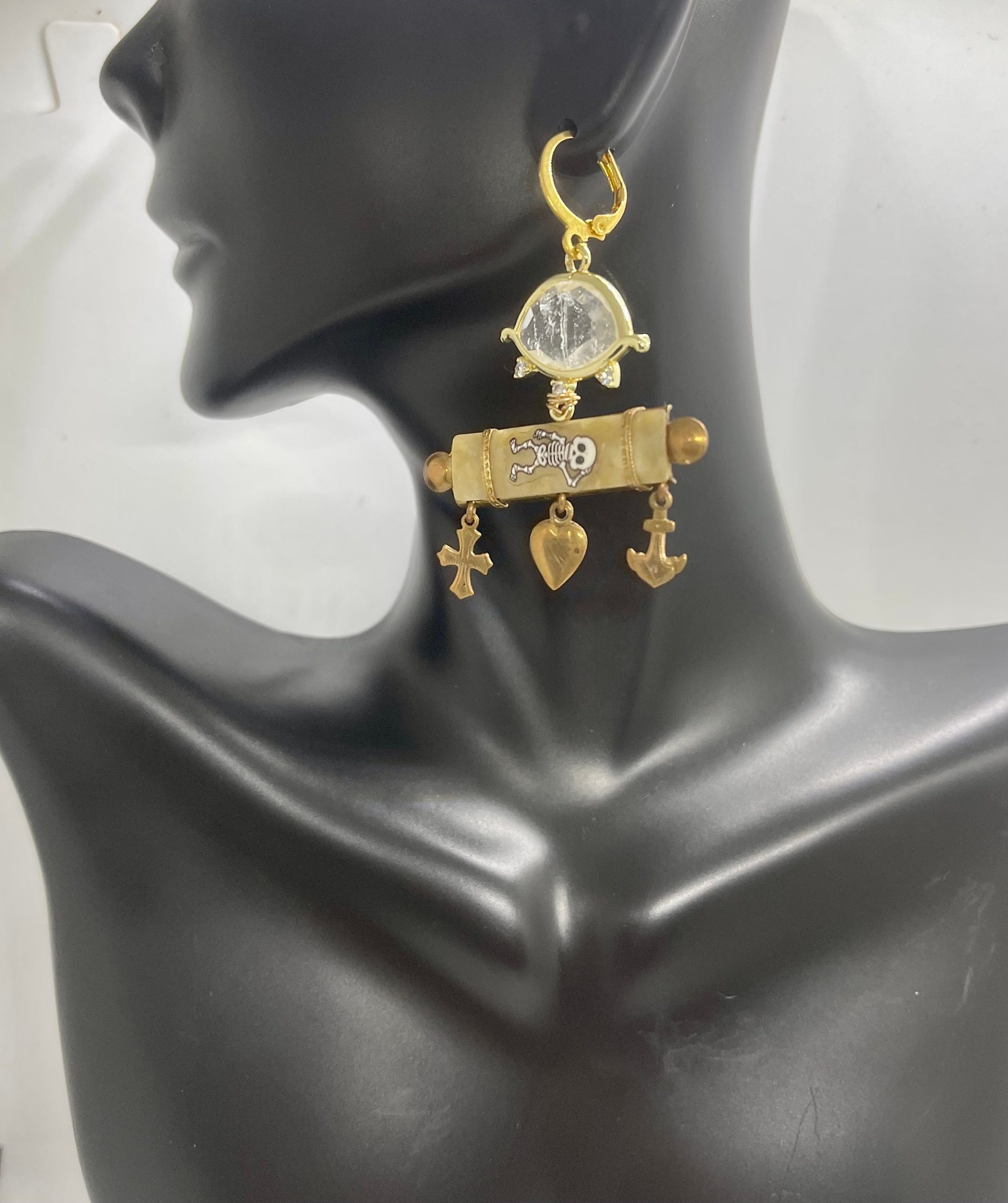 Rock Crystal Quartz Evil Eye Earrings: Momento Mori Asymmetrical Jewelry - Image 8