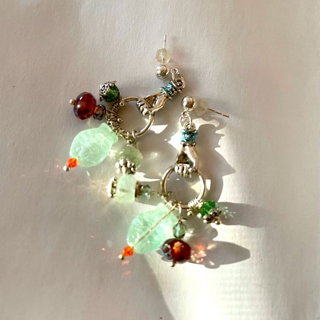 Silver Drop Earrings: Blue Chalcedony, Gemstone Cluster, Victorian Style