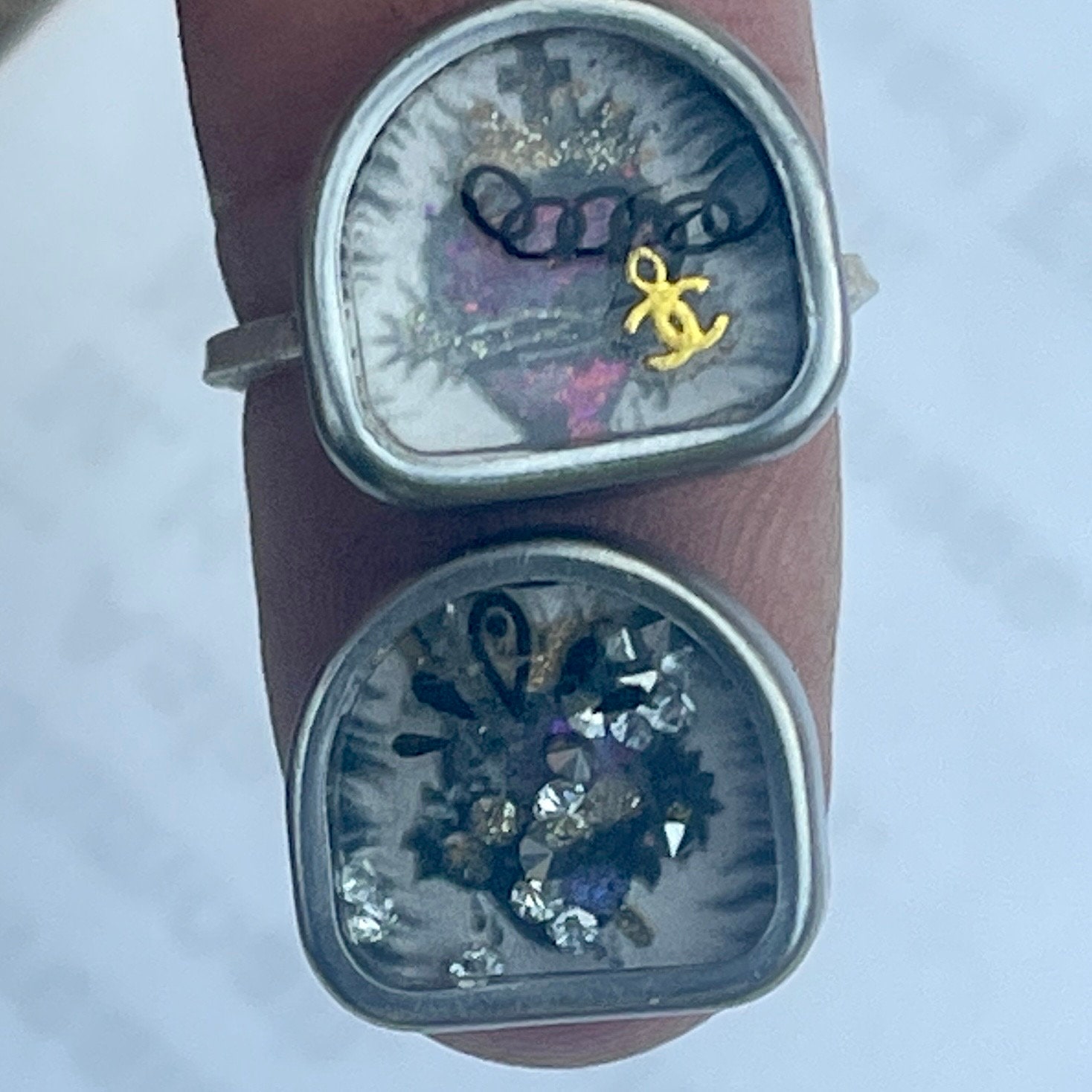 Memento Mori Skull Ring: Sacred Heart, Lost Love Letters Detail - Image 2