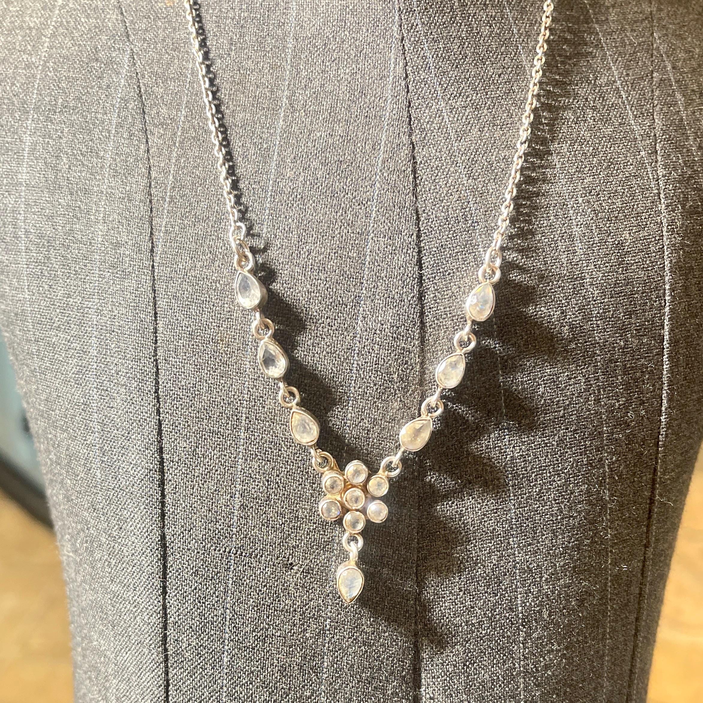 Rare Blue Moonstone Sterling Silver Necklace: Antique Gemstone Jewelry - Image 6