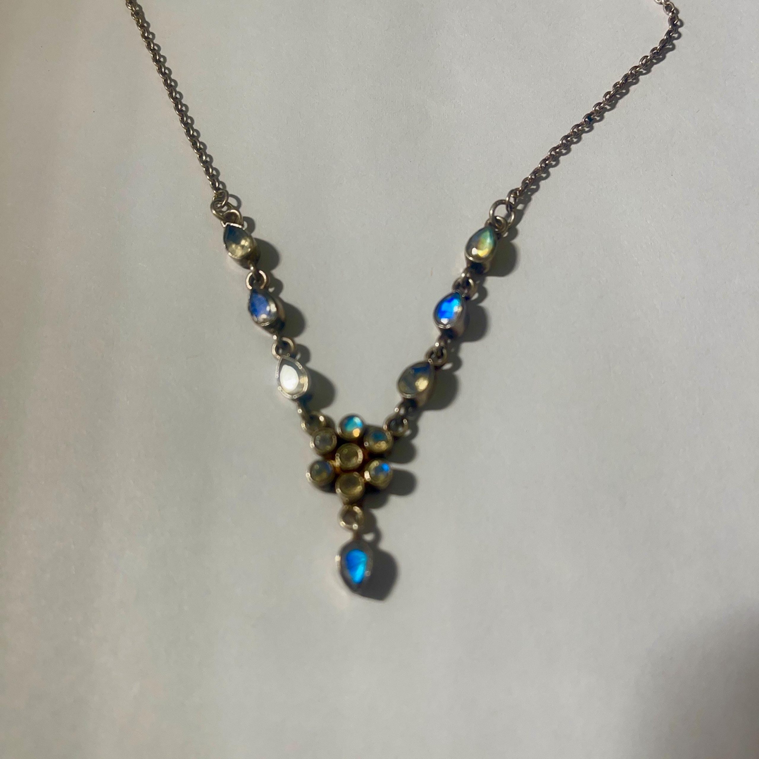 Rare Blue Moonstone Sterling Silver Necklace: Antique Gemstone Jewelry - Image 4