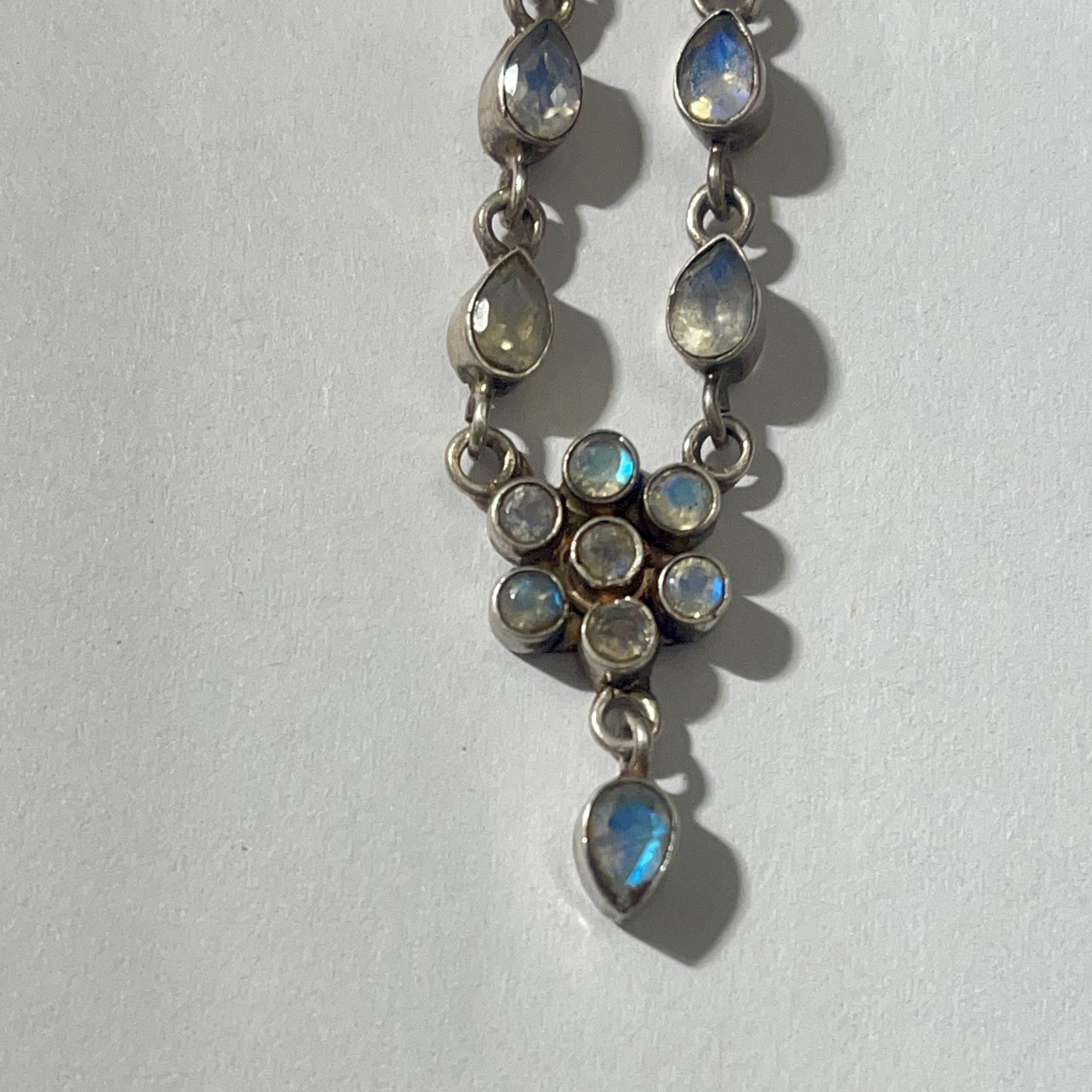 Rare Blue Moonstone Sterling Silver Necklace: Antique Gemstone Jewelry - Image 10