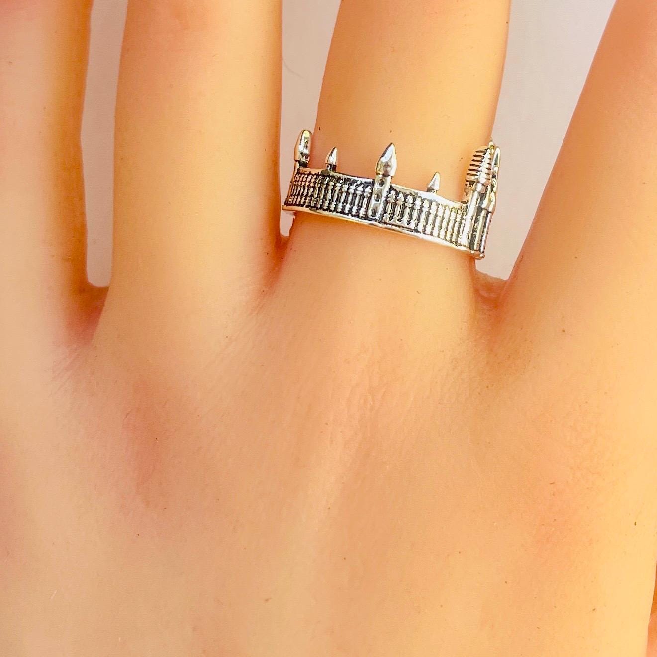 Gothic Silver Castle Ring: Fairytale City Skyline - Image 9