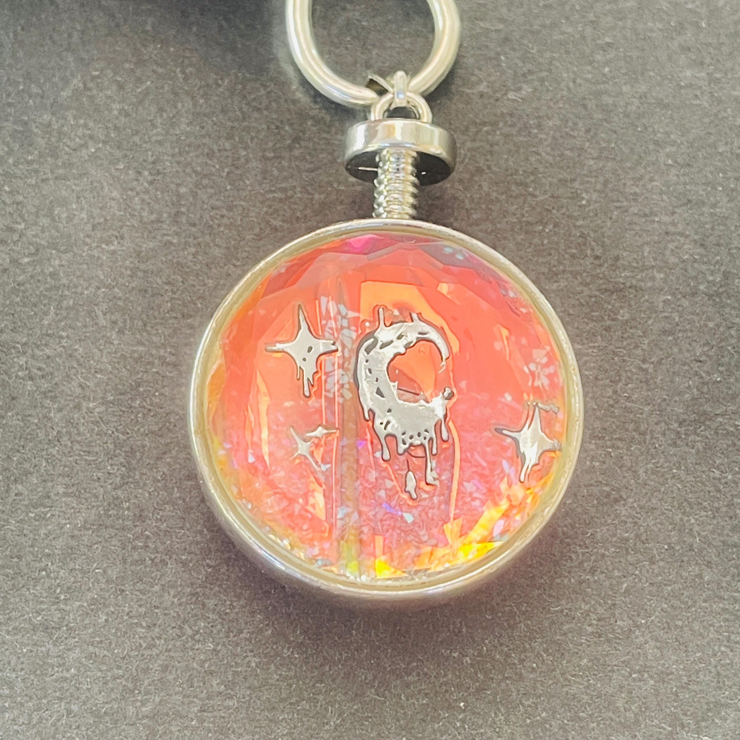 Handmade Glass Memorial Locket: Diamond Shaker Crystal Pendant, Moon & Stars - Image 9
