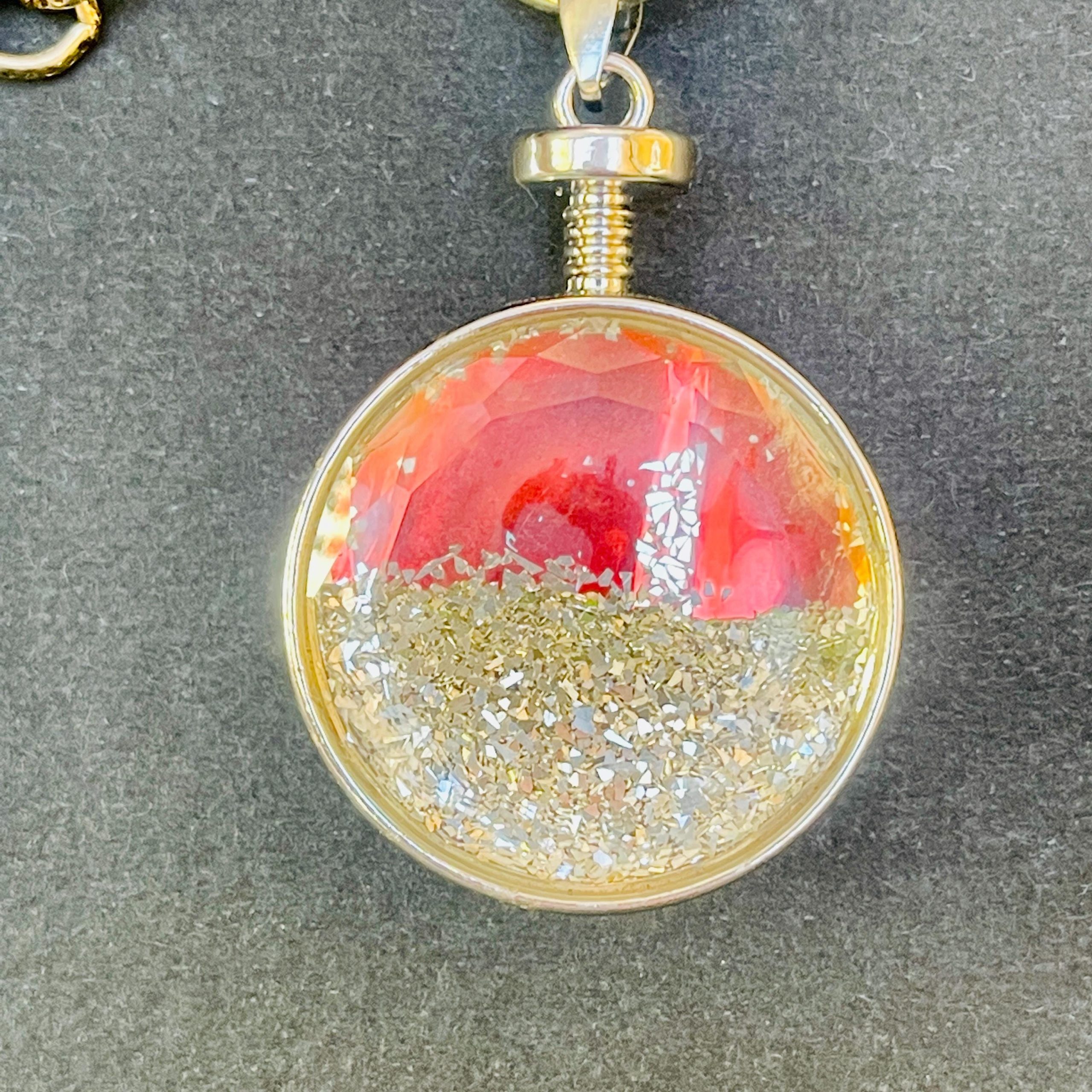 Handmade Glass Memorial Locket: Diamond Shaker Crystal Pendant, Moon & Stars - Image 8