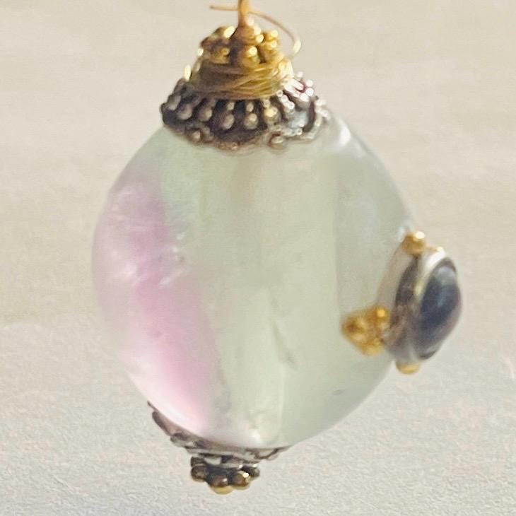 Memorial Amethyst Fluorite Pendant Necklace: Labradorite Beaded Urn - Image 4