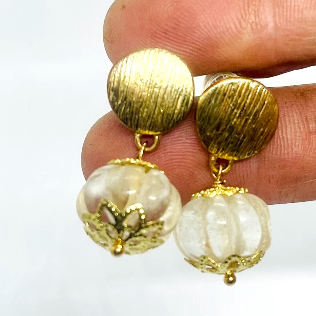 Citrine Quartz 18k Gold Drop Earrings, Bridal Wedding Jewelry - Image 4