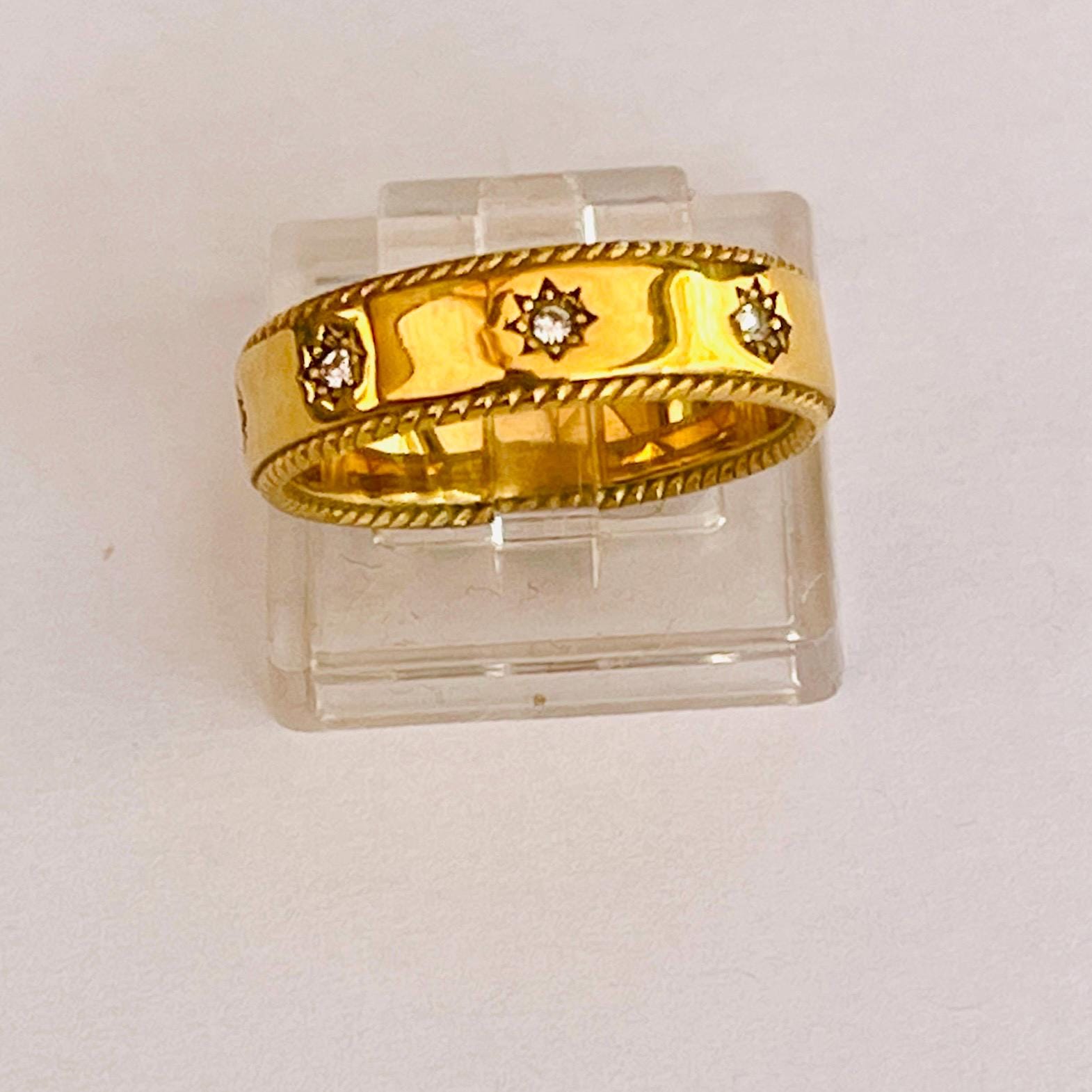 18k Gold Star Ring: Vintage Style Stacking Band - Image 7