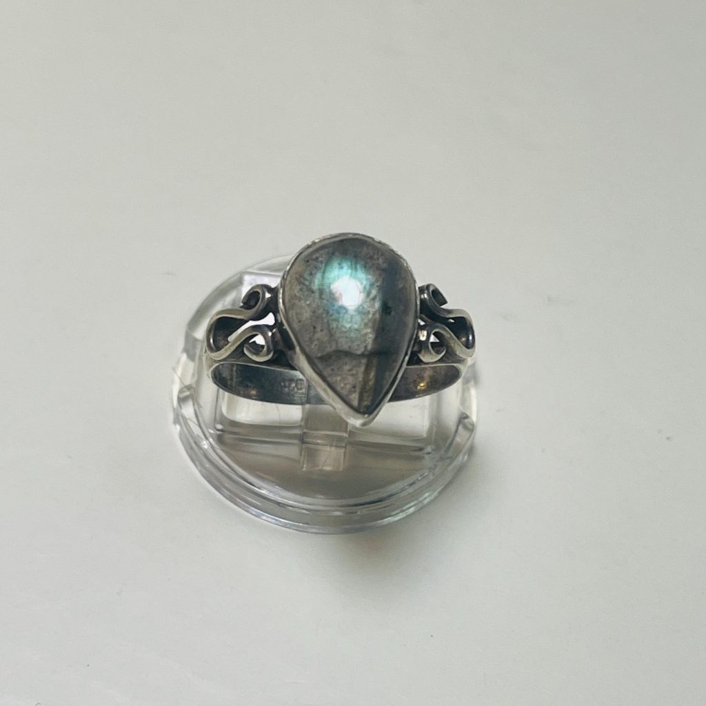 Vintage Labradorite Sterling Silver Ring: Purple Blue Stone, Size 9