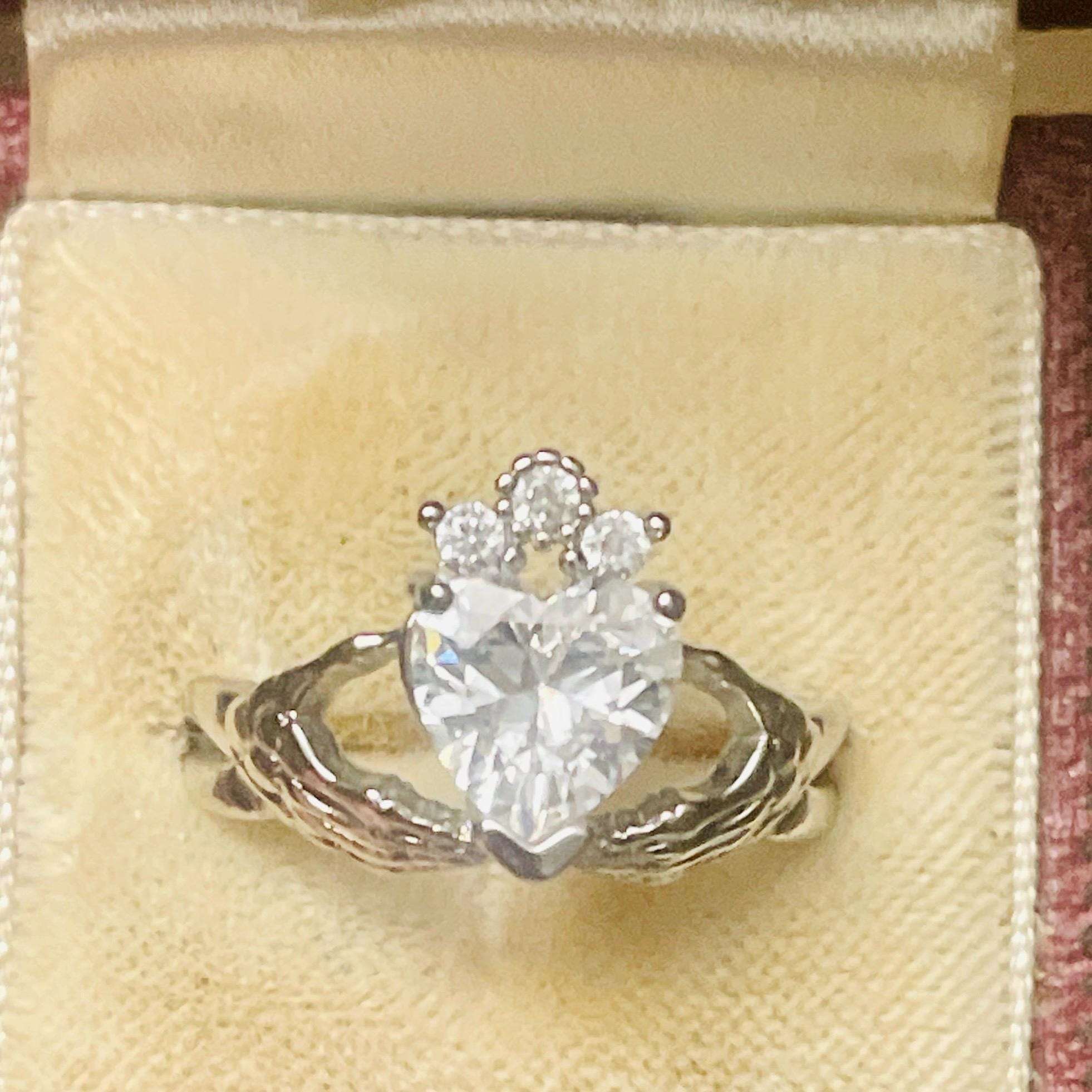 Gothic Claddagh Ring: Sterling Silver Crowned Heart & Skeleton Hands - Image 3