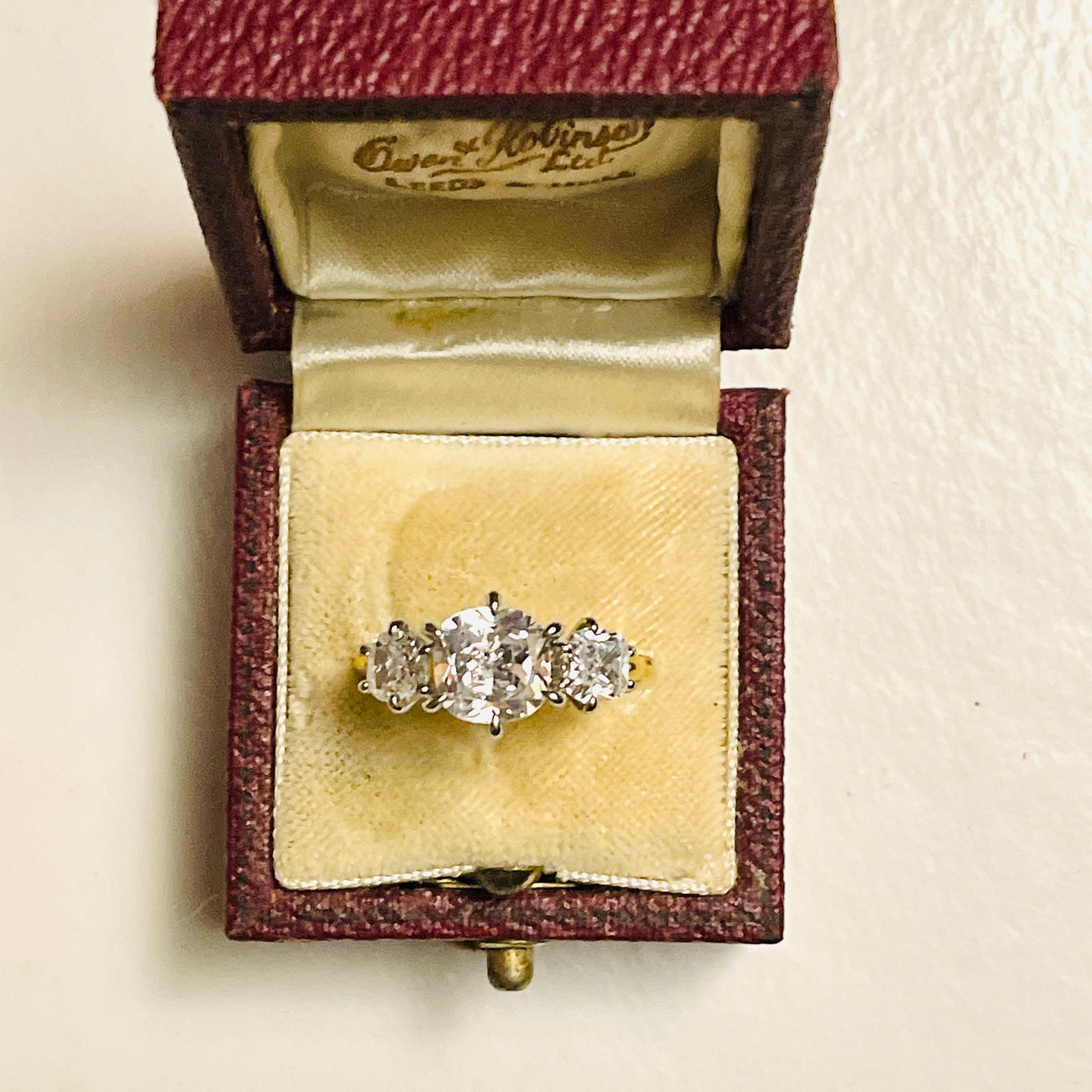Cushion Cut CZ Trilogy Ring: Vintage Two-Tone Gold Cocktail Ring - Image 9