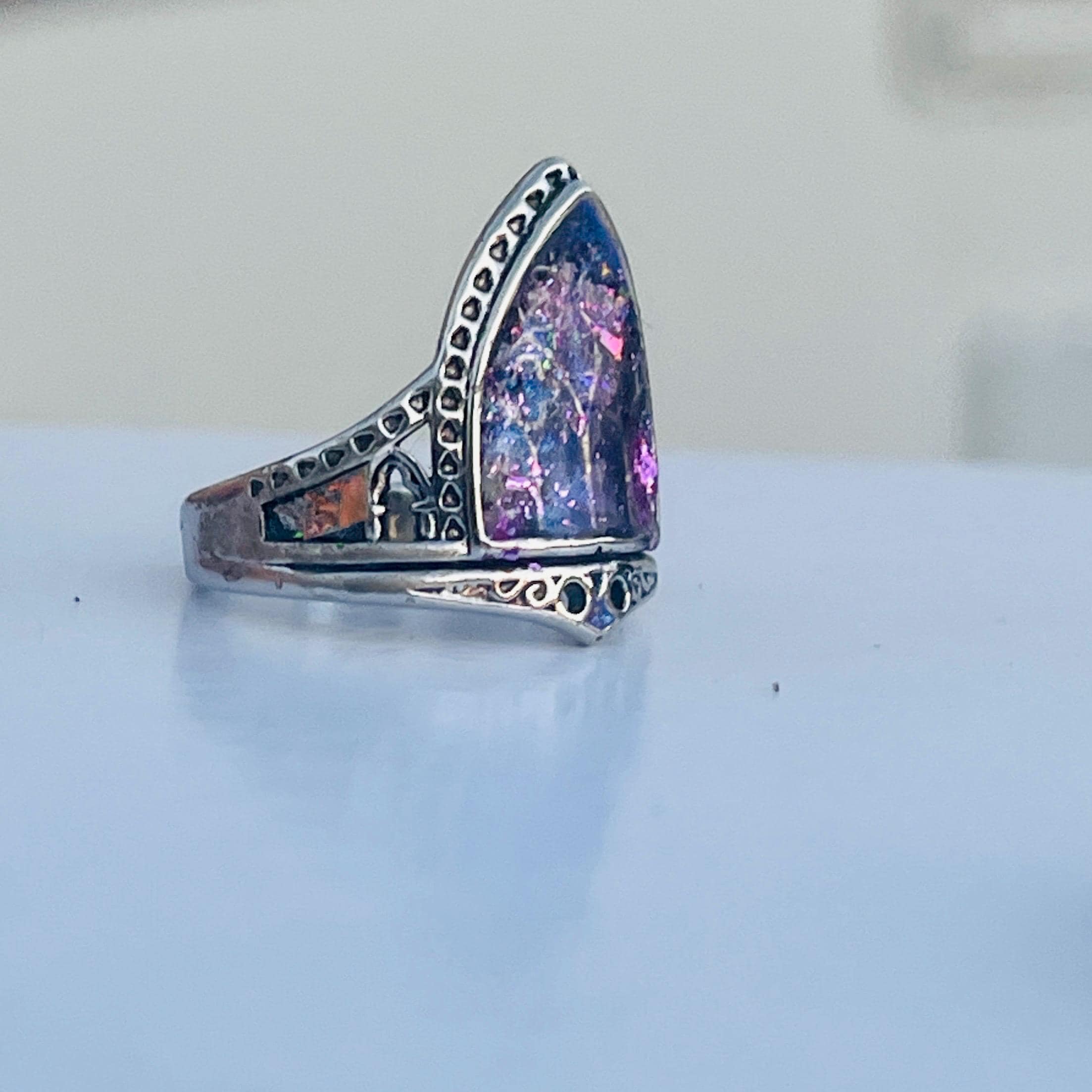Gothic Stained Glass Window Ring: Cathedral Arch, Fairytale Jewelry - Image 7