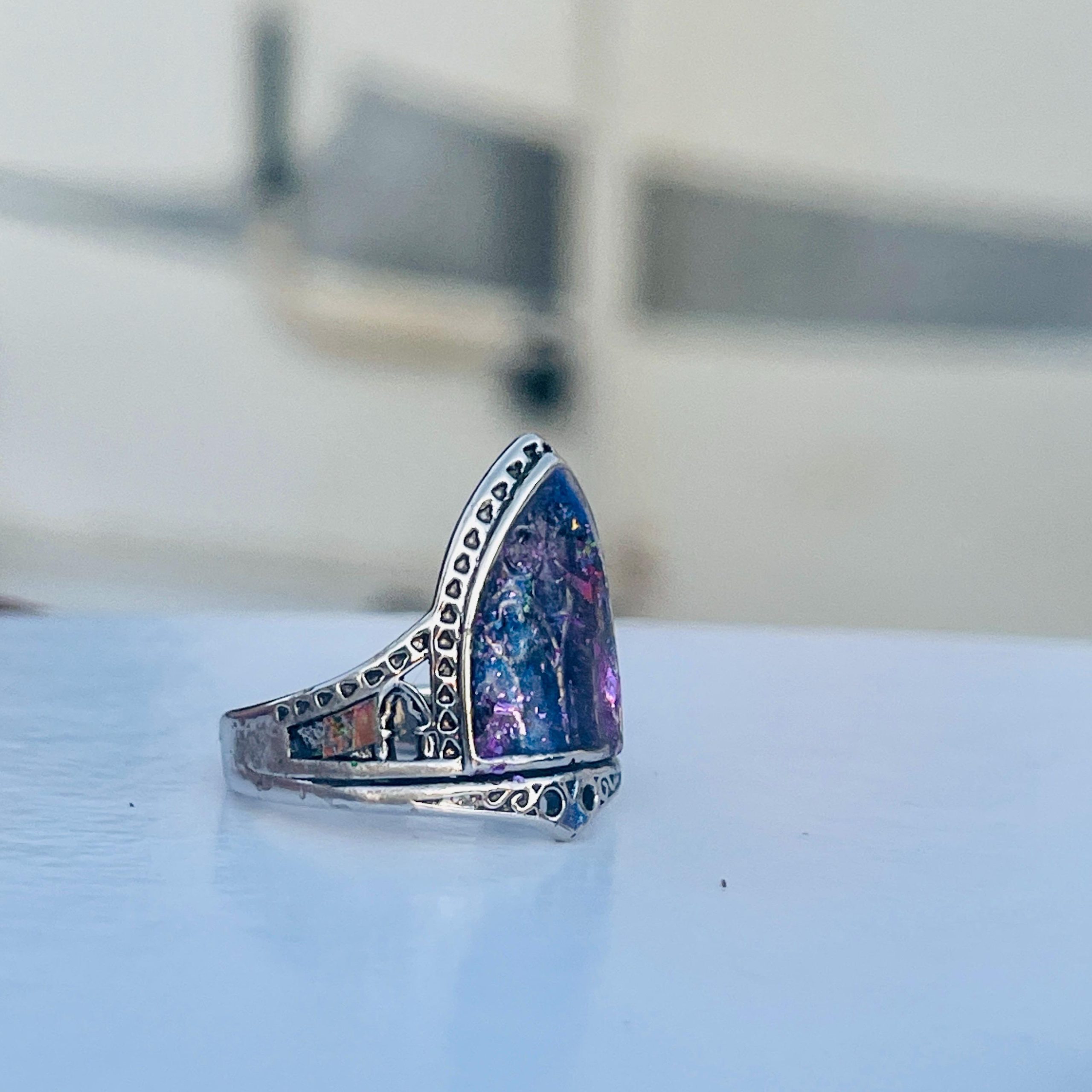 Gothic Stained Glass Window Ring: Cathedral Arch, Fairytale Jewelry - Image 9