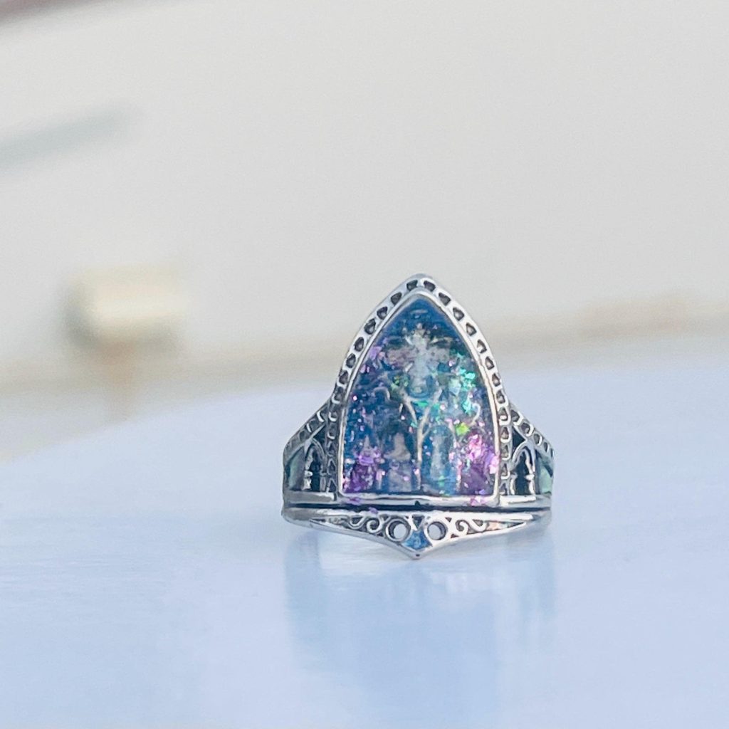 Gothic Stained Glass Window Ring: Cathedral Arch, Fairytale Jewelry