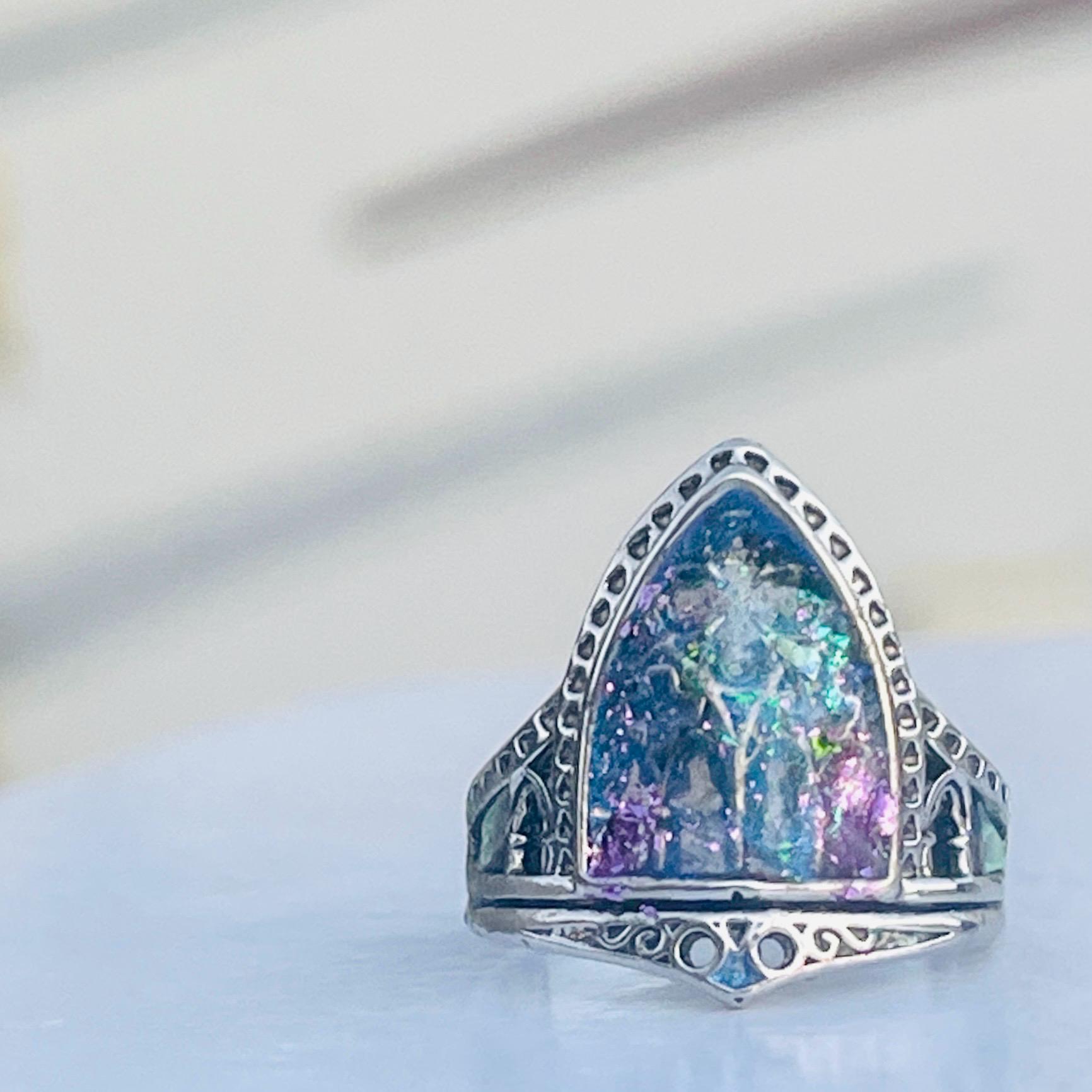 Gothic Stained Glass Window Ring: Cathedral Arch, Fairytale Jewelry - Image 2
