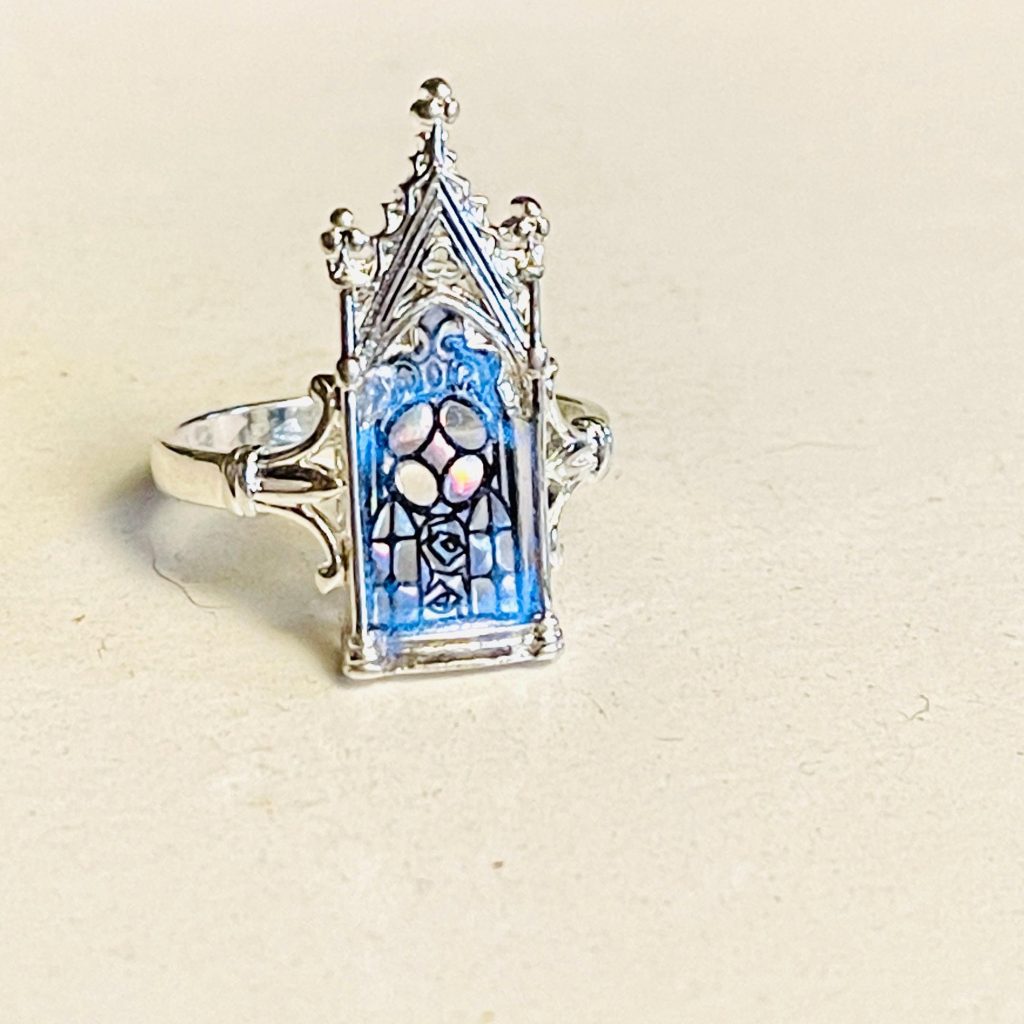 Gothic Stained Glass Window Ring - Silver Cathedral Arch