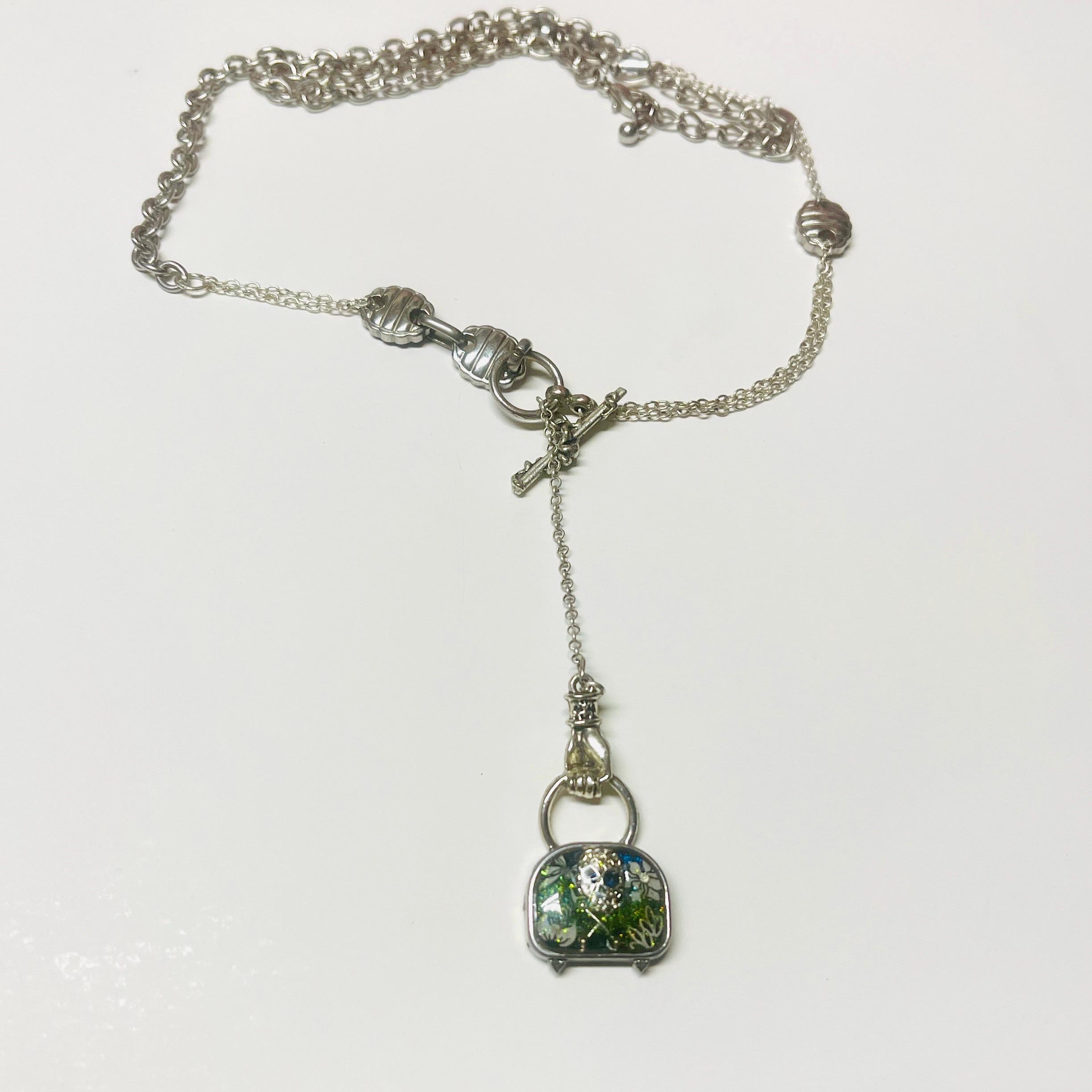 Gothic Tombstone Pendant Necklace: Memento Mori Skull, Victorian Style - Image 3