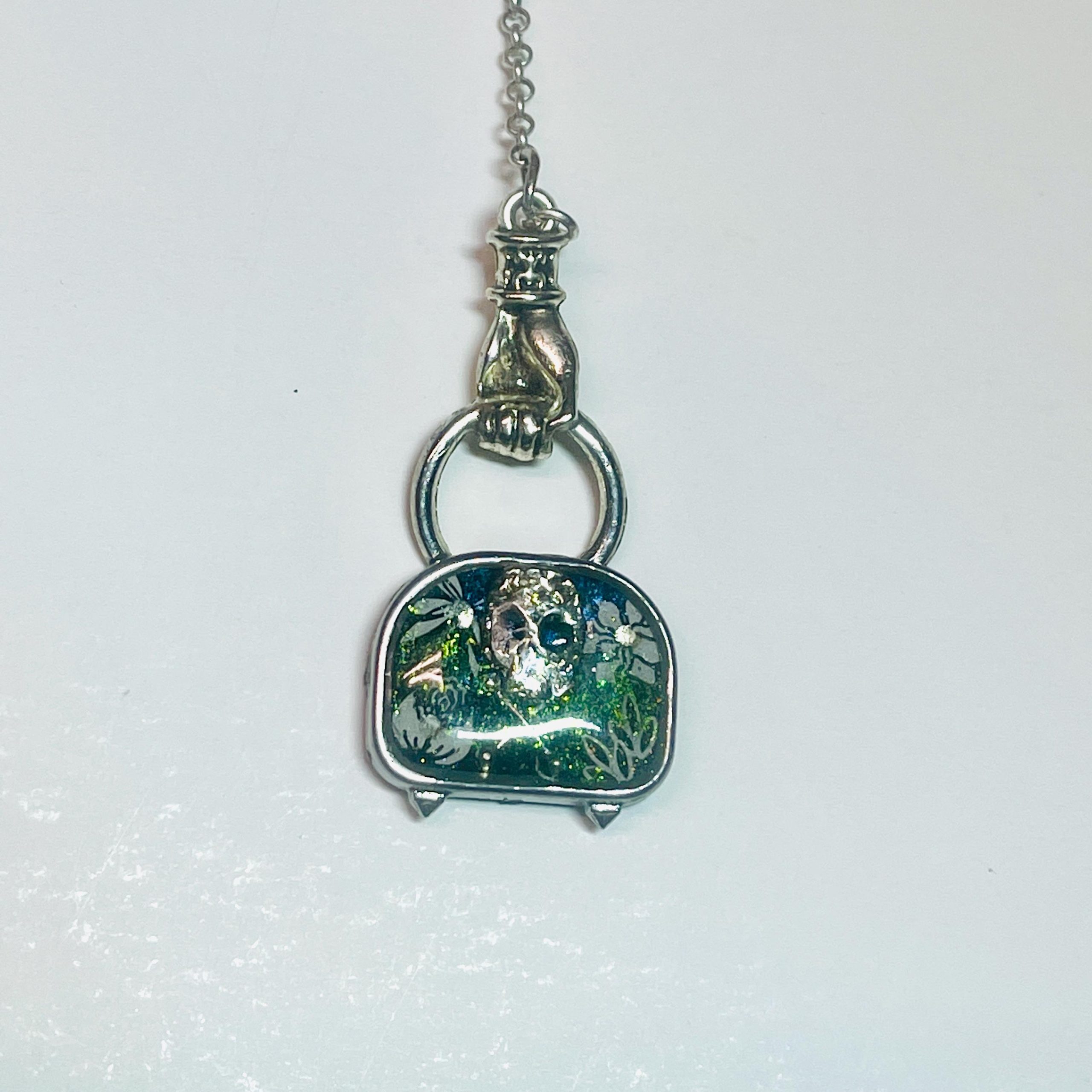 Gothic Tombstone Pendant Necklace: Memento Mori Skull, Victorian Style - Image 4