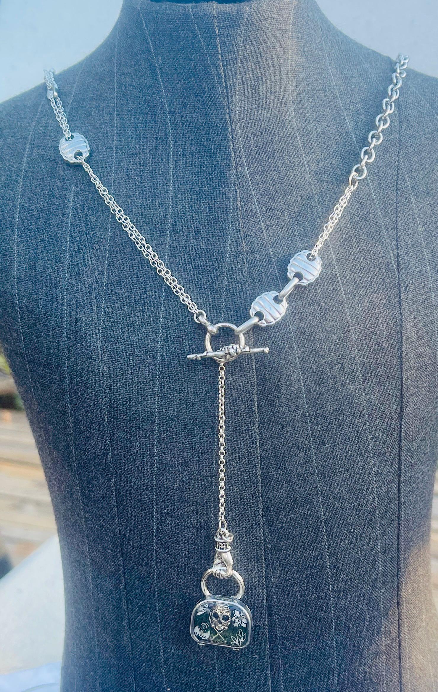 Gothic Tombstone Pendant Necklace: Memento Mori Skull, Victorian Style - Image 8