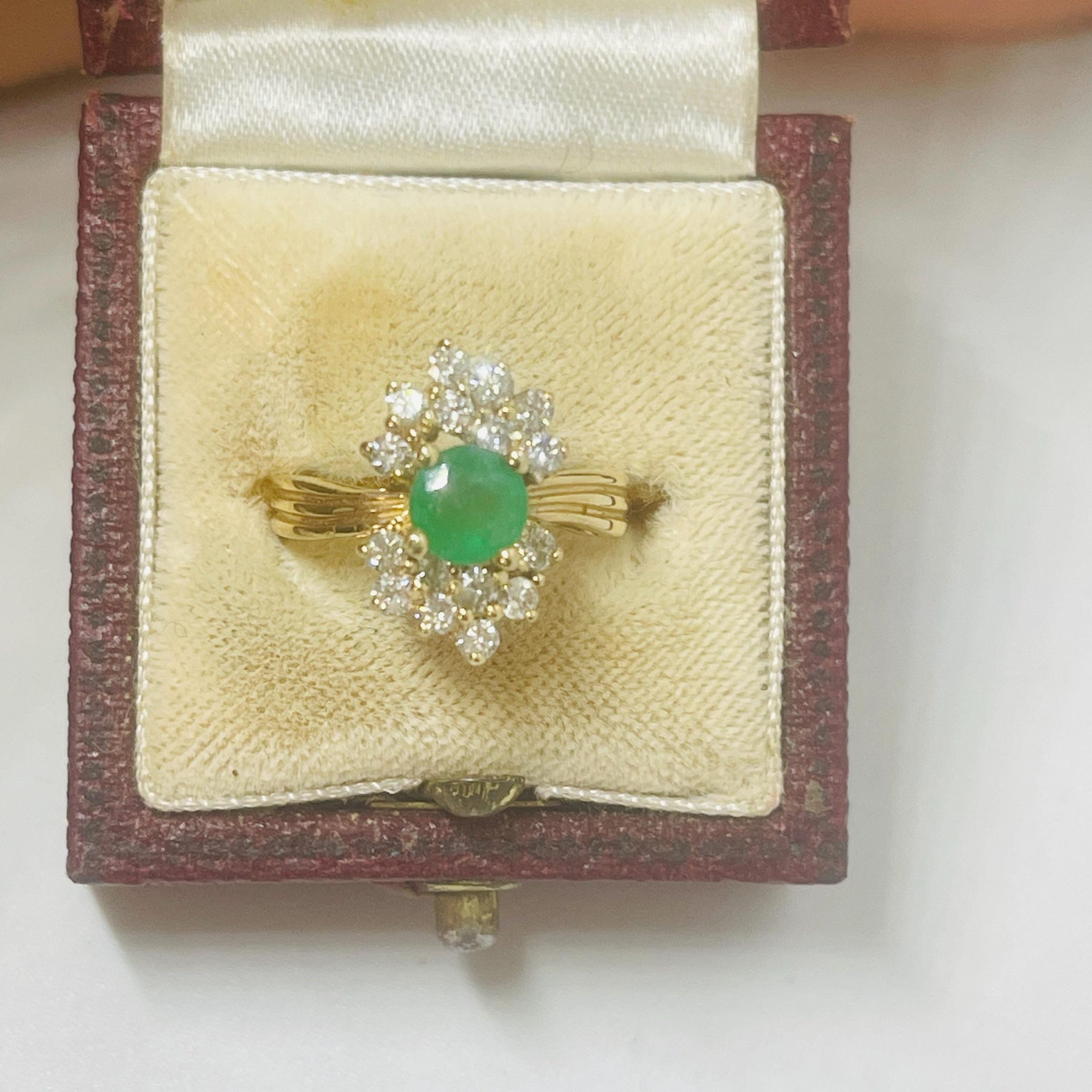 Vintage Emerald Diamond Ring: 14k Yellow Gold Anniversary Ring, Size 5.5 - Image 2