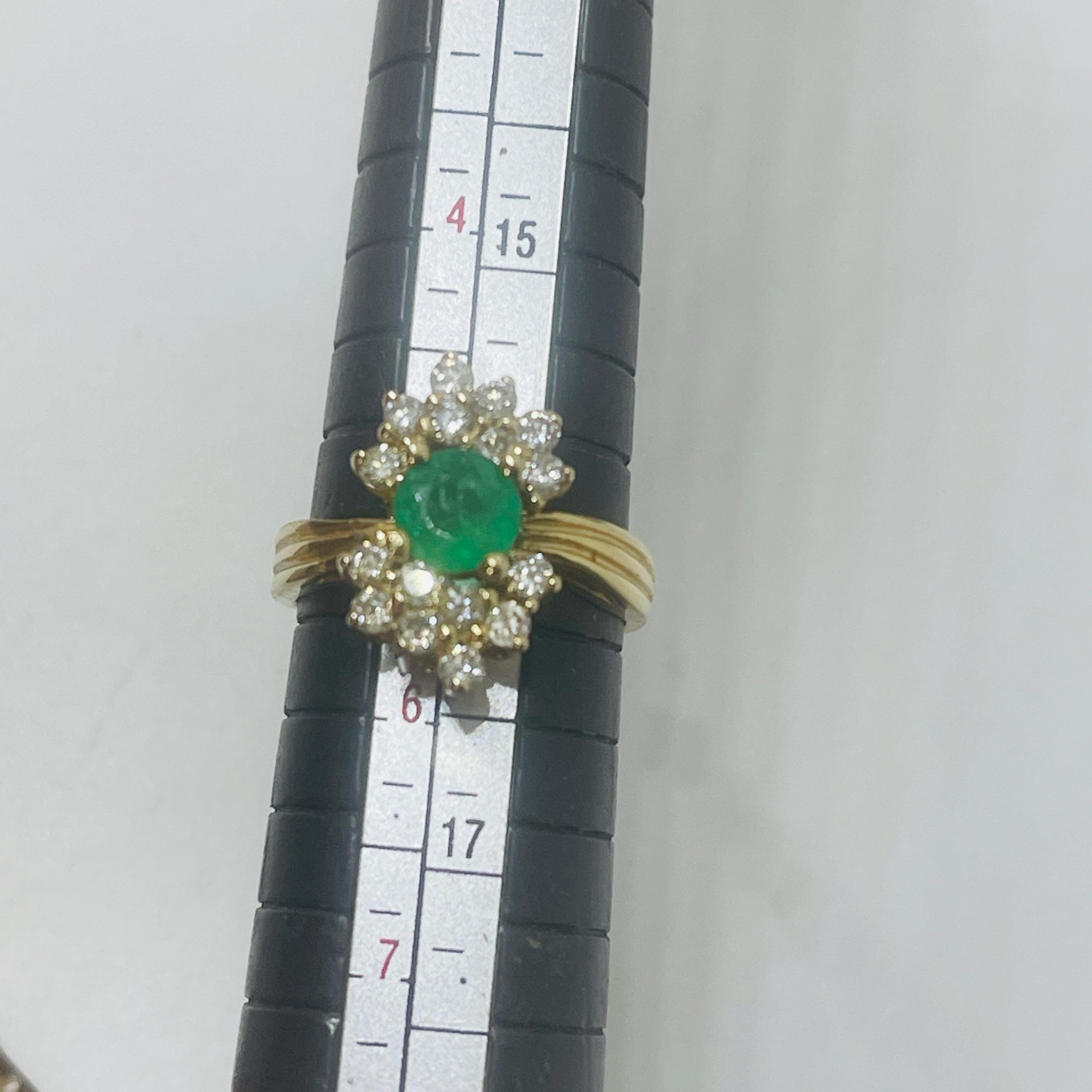 Vintage Emerald Diamond Ring: 14k Yellow Gold Anniversary Ring, Size 5.5 - Image 6