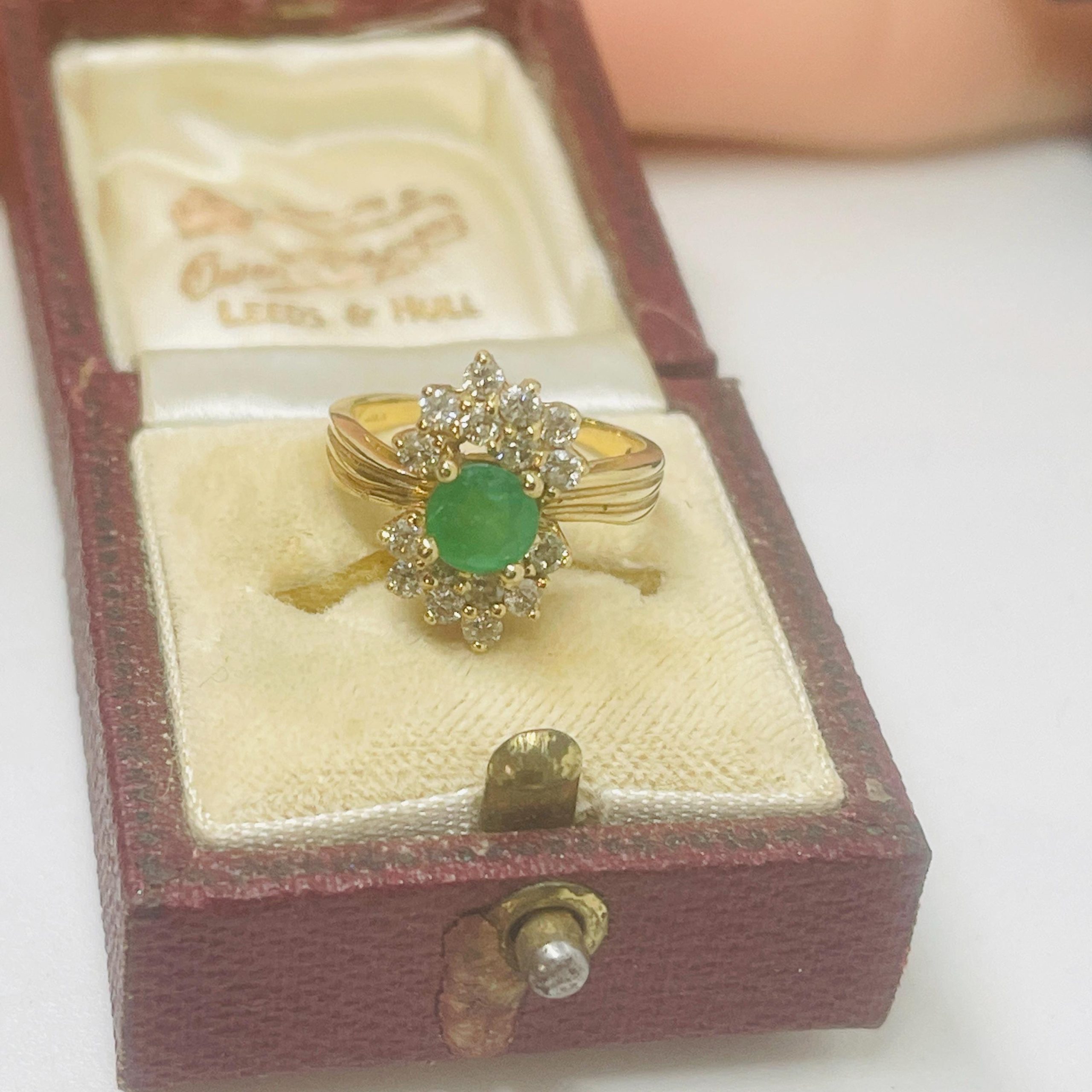 Vintage Emerald Diamond Ring: 14k Yellow Gold Anniversary Ring, Size 5.5 - Image 8