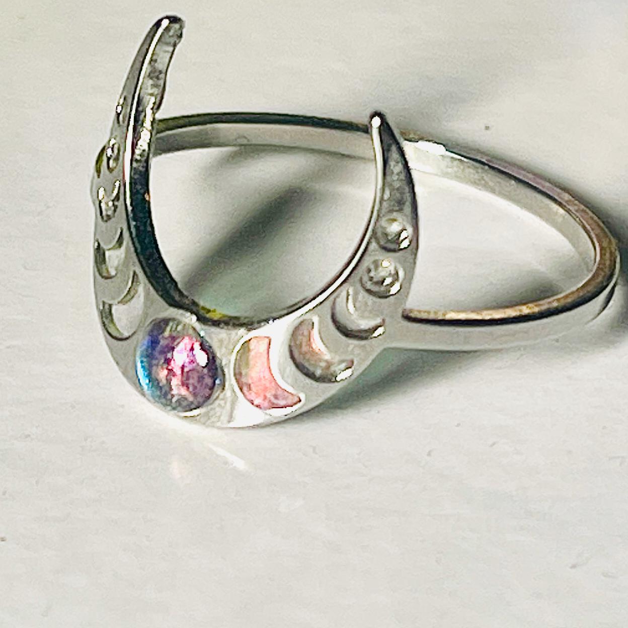 Gothic Moon Phase Ring: Color Changing Moonstone, Wiccan Jewelry - Image 8