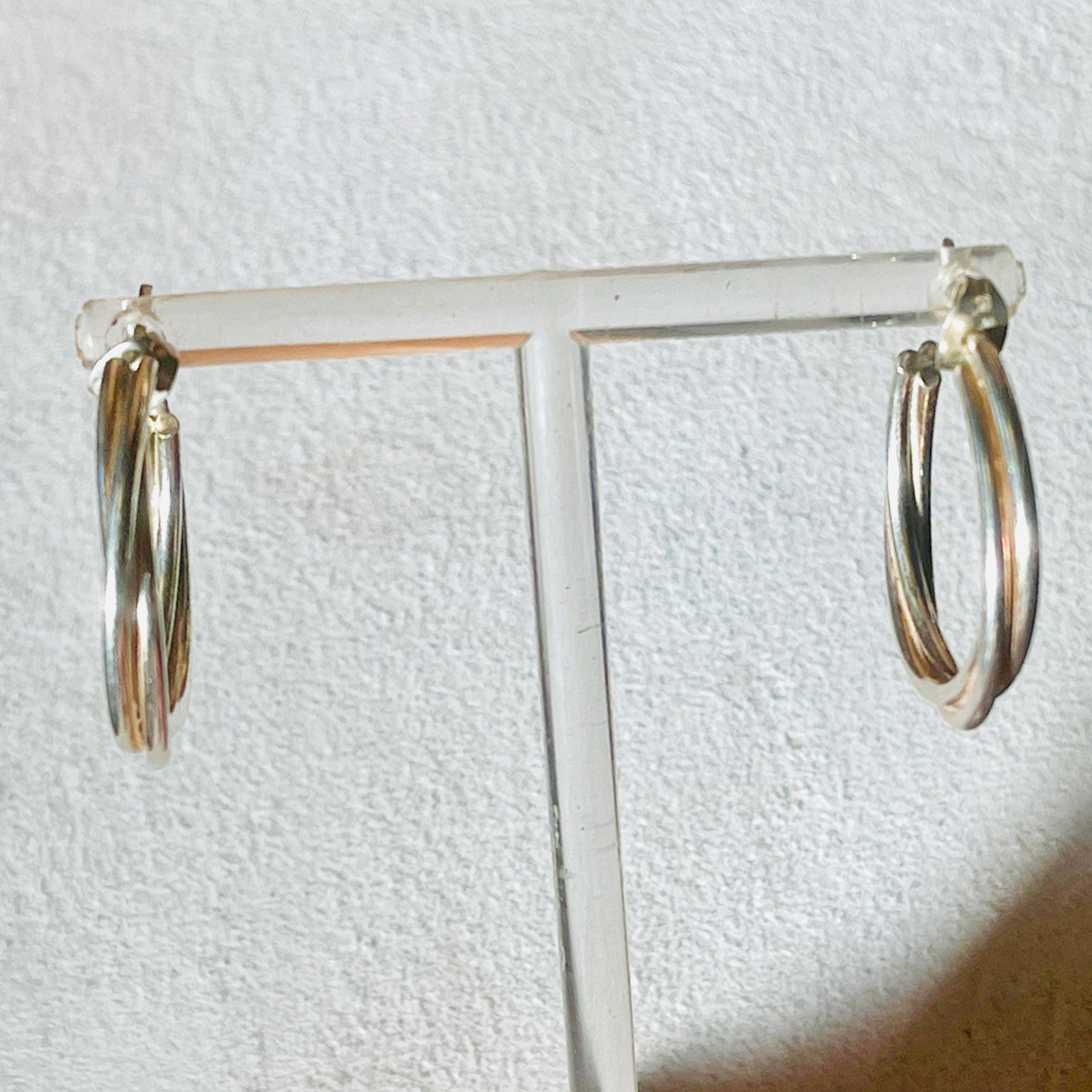 Solid Sterling Silver Hoop Earrings: .925 Italy Silver, 3cm - Image 3
