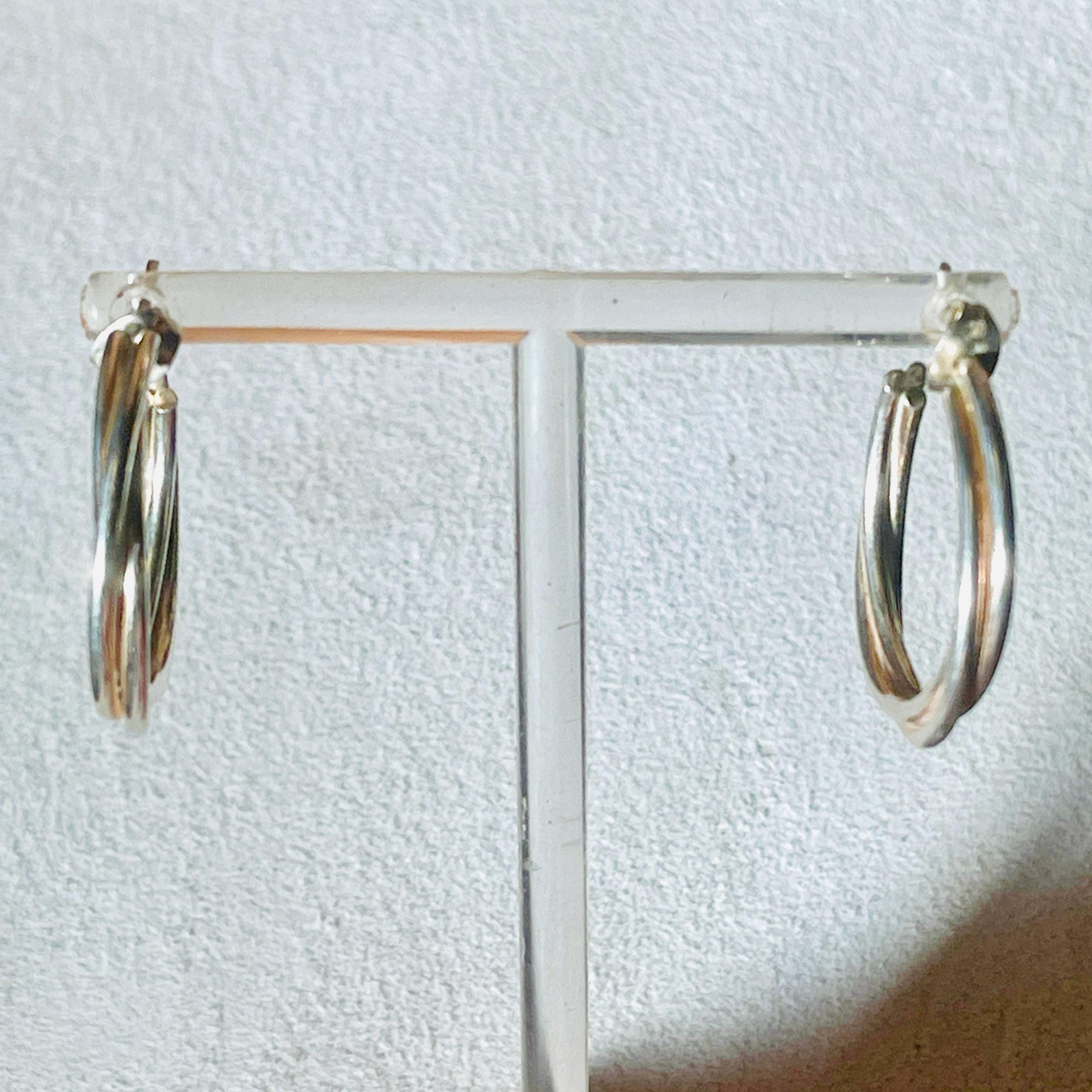 Solid Sterling Silver Hoop Earrings: .925 Italy Silver, 3cm - Image 4