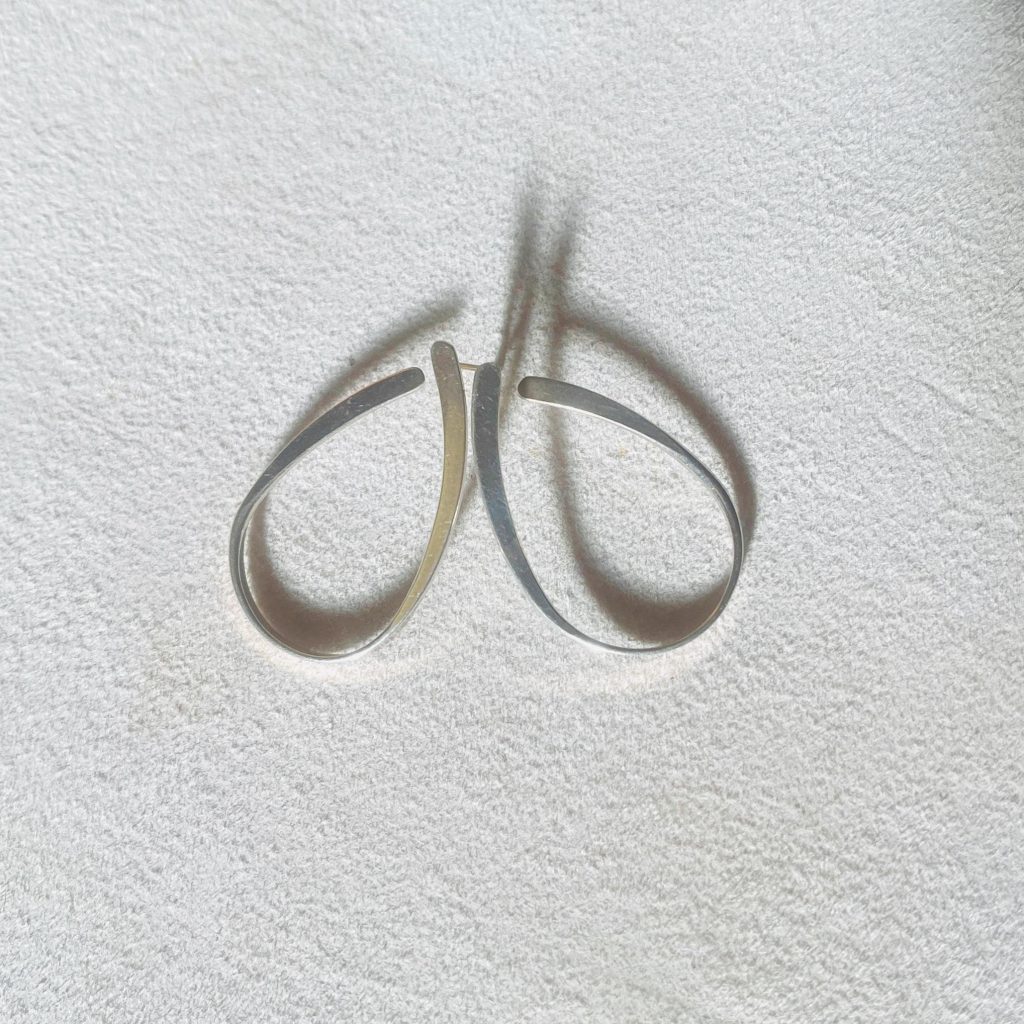 Vintage Italian Sterling Silver U-Shape Earrings: Designer Signed