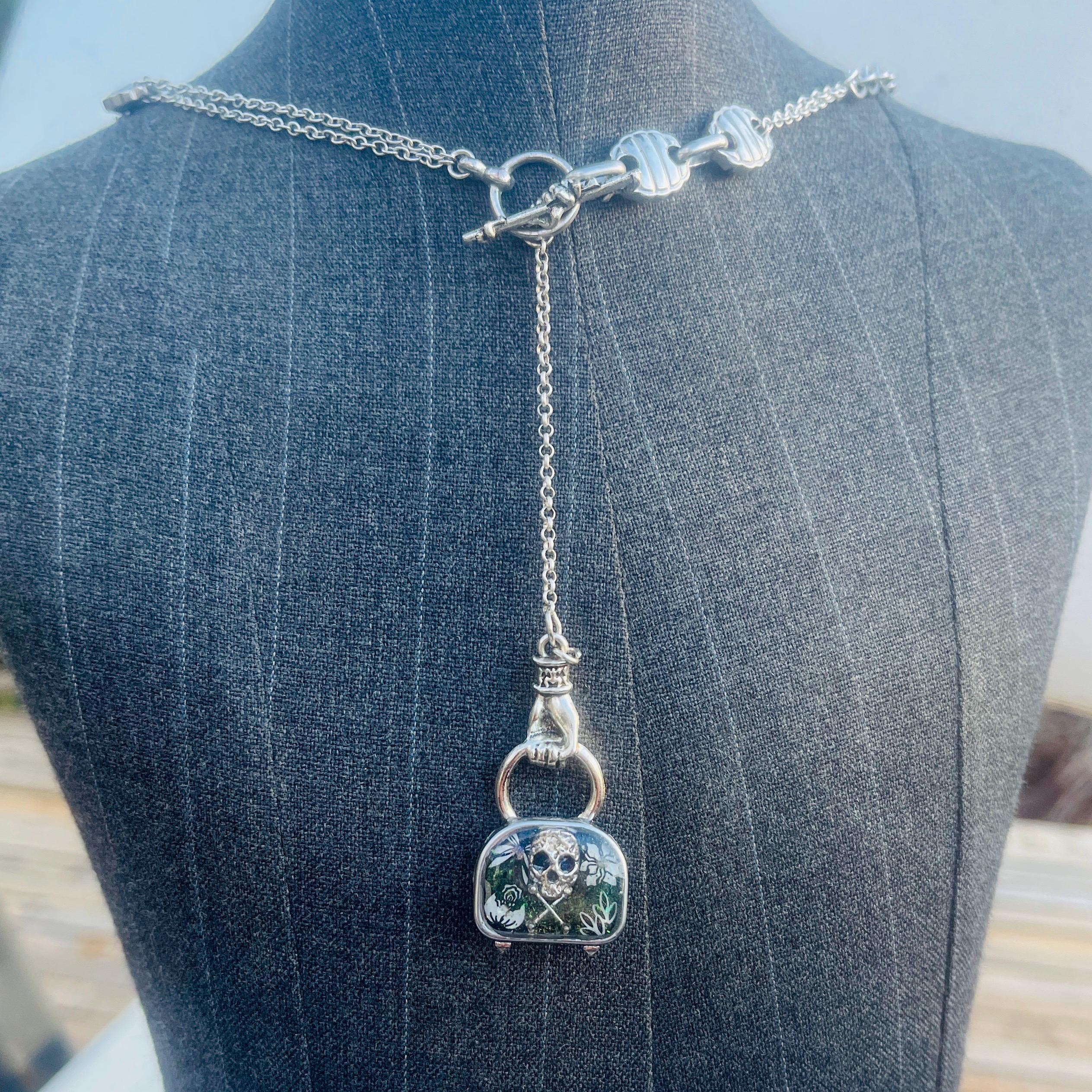 Gothic Tombstone Pendant Necklace: Memento Mori Skull, Victorian Style - Image 7