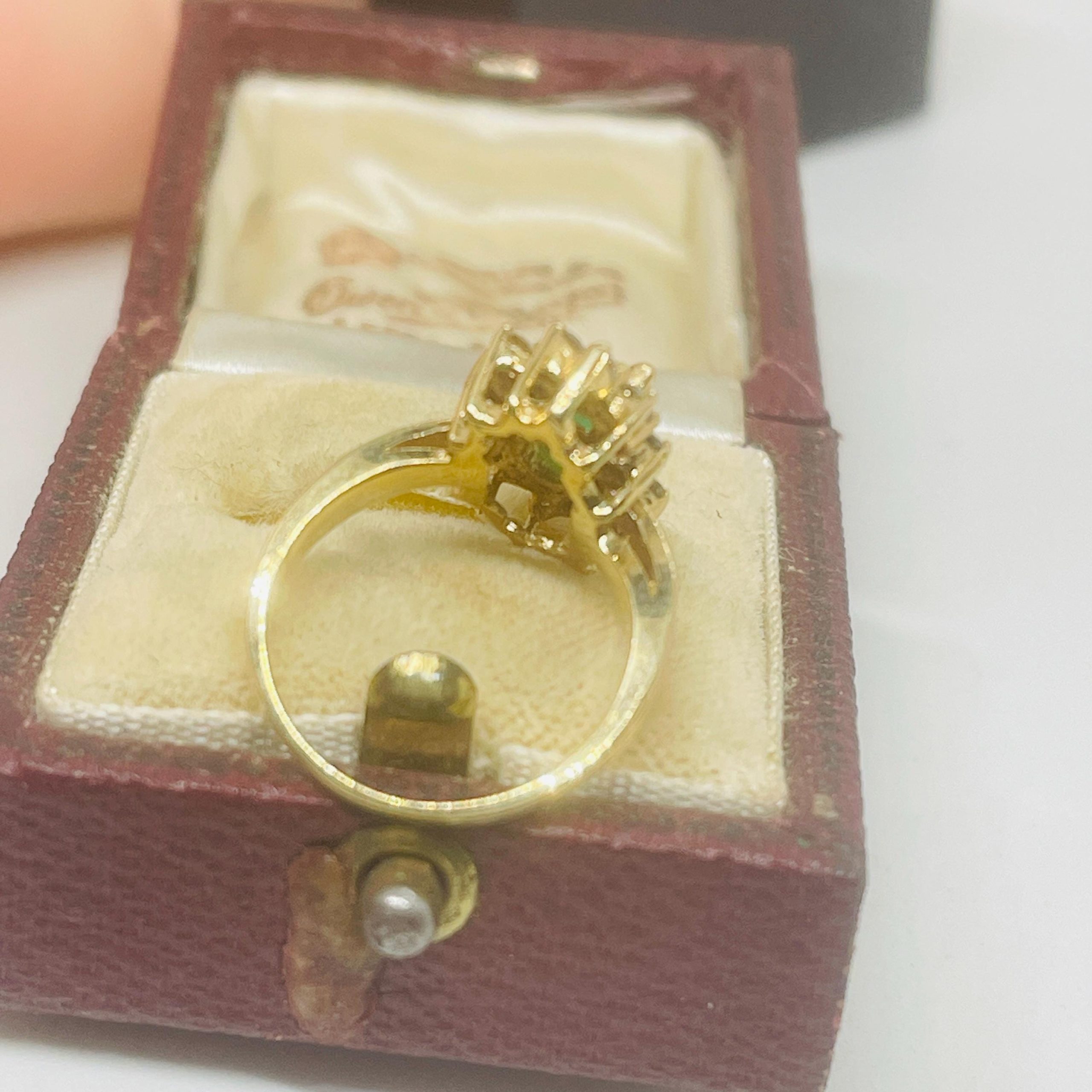 Vintage Emerald Diamond Ring: 14k Yellow Gold Anniversary Ring, Size 5.5 - Image 4
