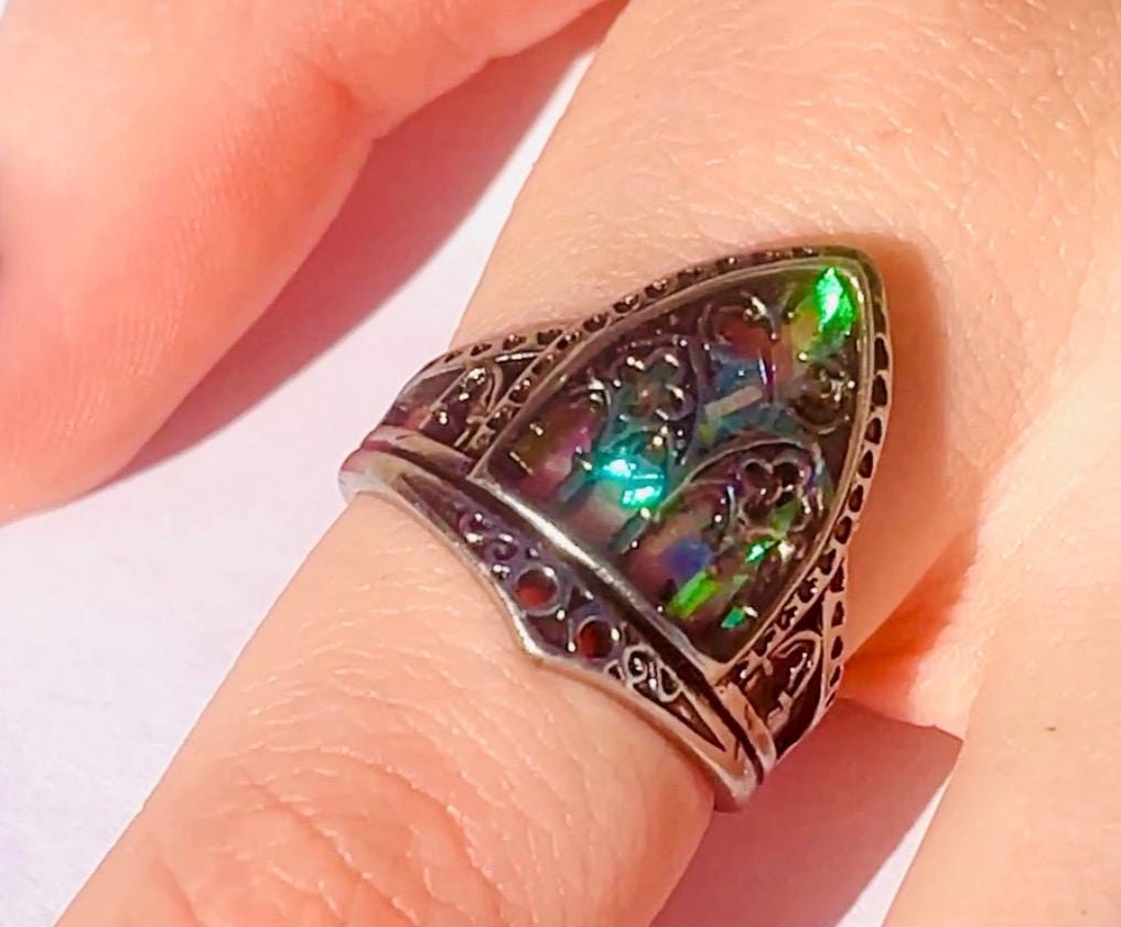 Stained Glass Cathedral Ring: Gothic Arch Window, Magick Ring - Image 6