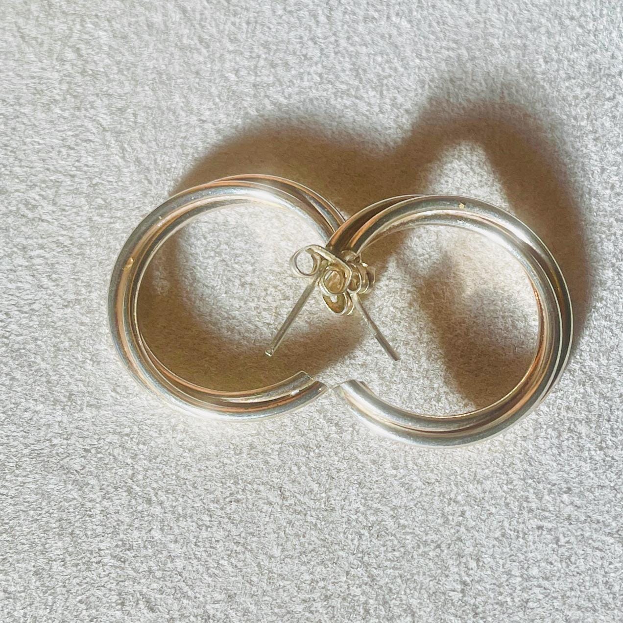 Solid Sterling Silver Hoop Earrings: .925 Italy Silver, 3cm - Image 2