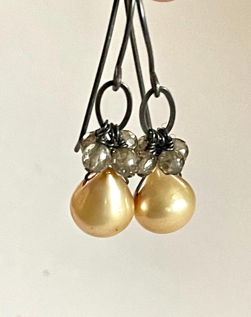 Pearl Grey Diamond Sterling Silver Earrings: Handmade Vintage Jewelry