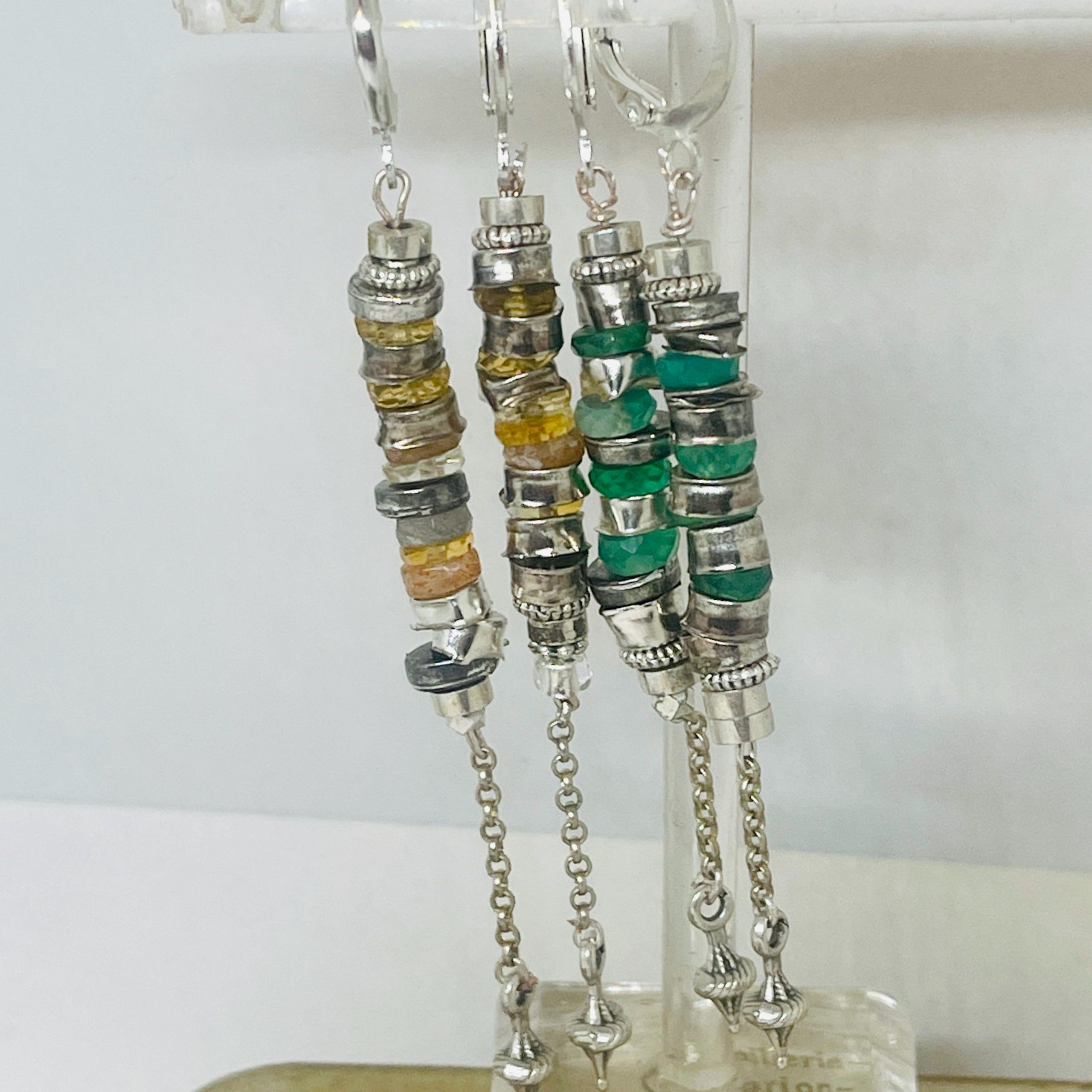 Green Onyx Sterling Silver Drop Earrings: Vintage Citrine Accent - Image 8