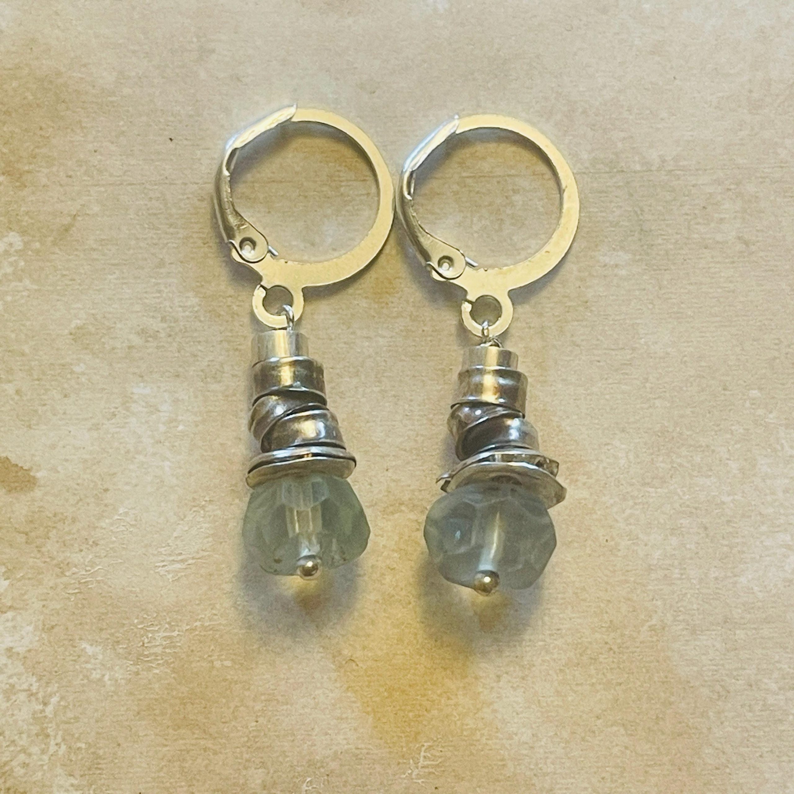 Sterling Silver Green Fluorite Drop Earrings: Handmade Dangle Jewelry - Image 4