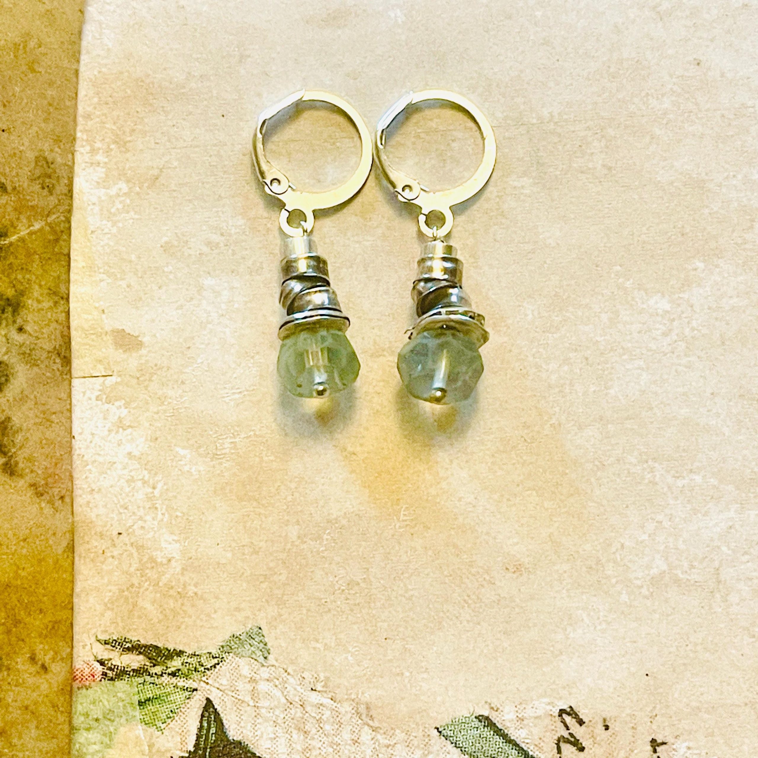 Sterling Silver Green Fluorite Drop Earrings: Handmade Dangle Jewelry - Image 8