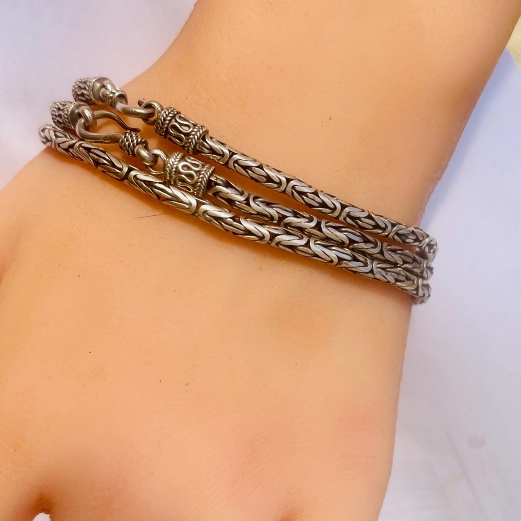 Vintage Balinese Sterling Silver Chain Bracelet - Heavy Everyday Jewelry