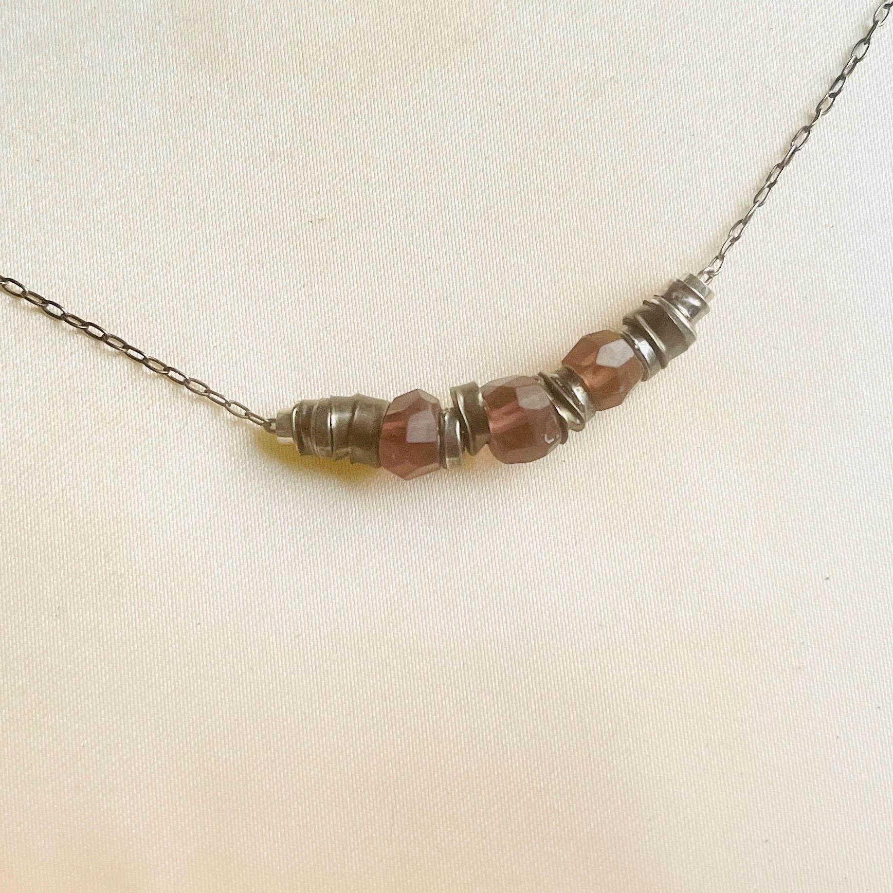 unique Sterling Silver raw faceted gemstone Necklace - Art Nouveau Revival - Image 2