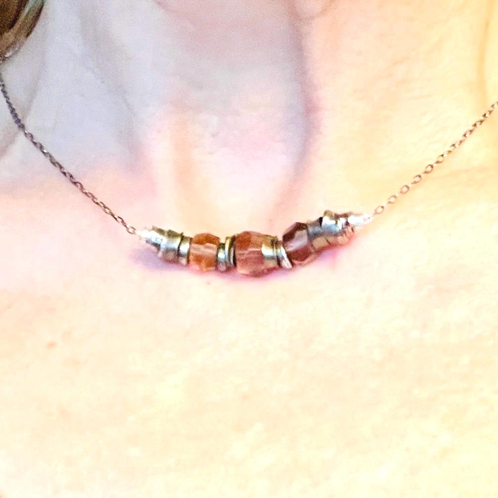 unique Sterling Silver raw faceted gemstone Necklace - Art Nouveau Revival - Image 6