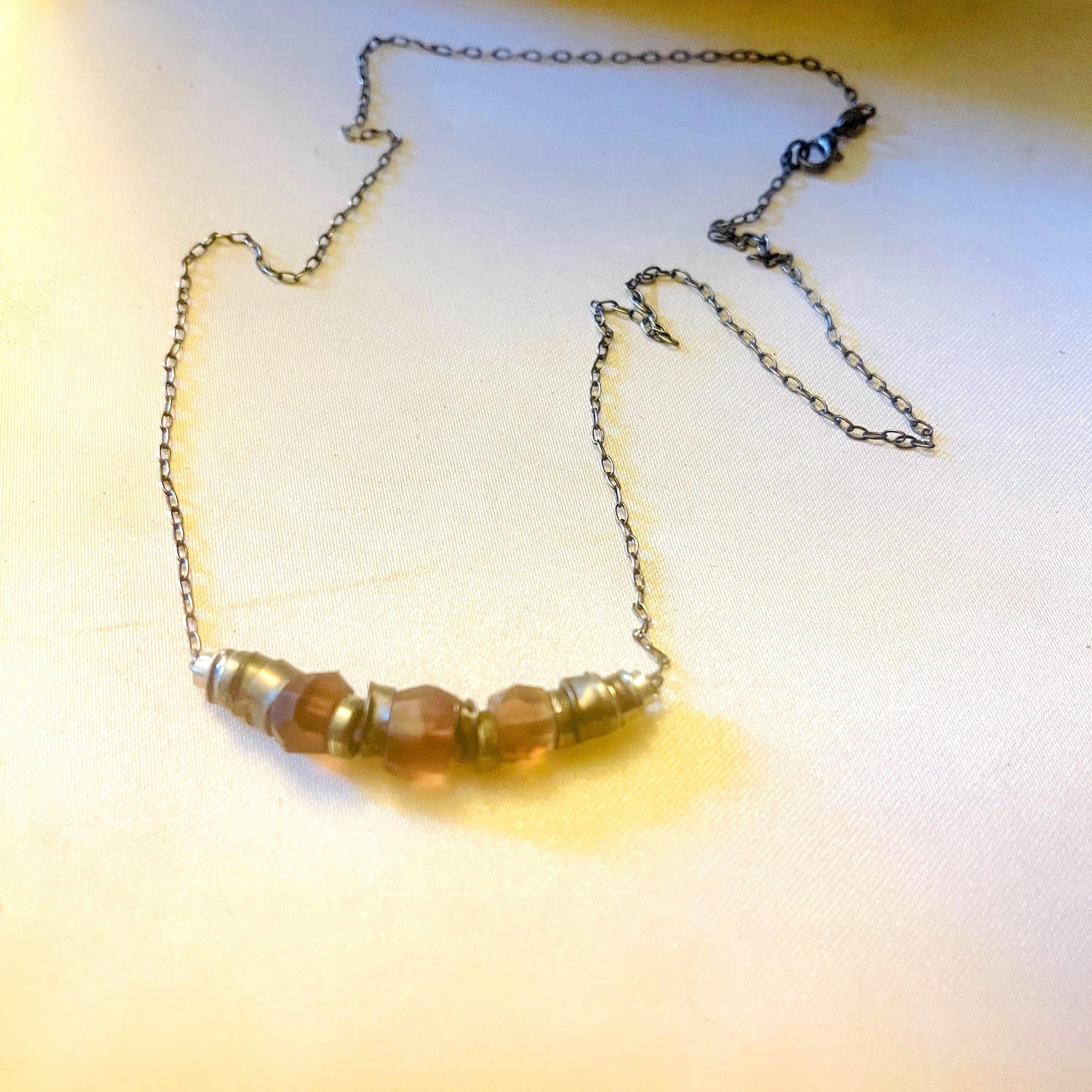 unique Sterling Silver raw faceted gemstone Necklace - Art Nouveau Revival - Image 5