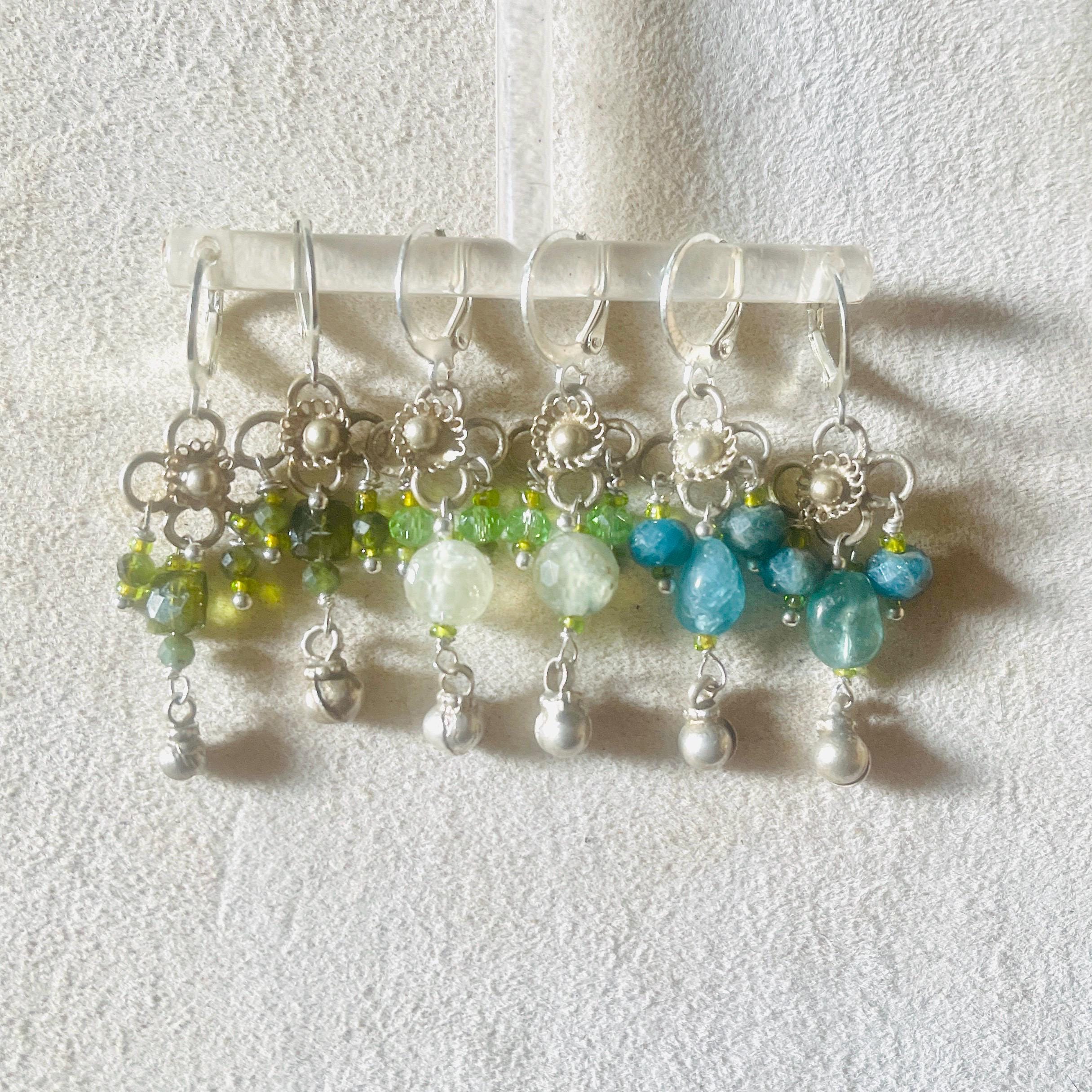 Recycled Silver Gemstone Drop Earrings: Boho Peridot Apatite Jewelry - Image 4