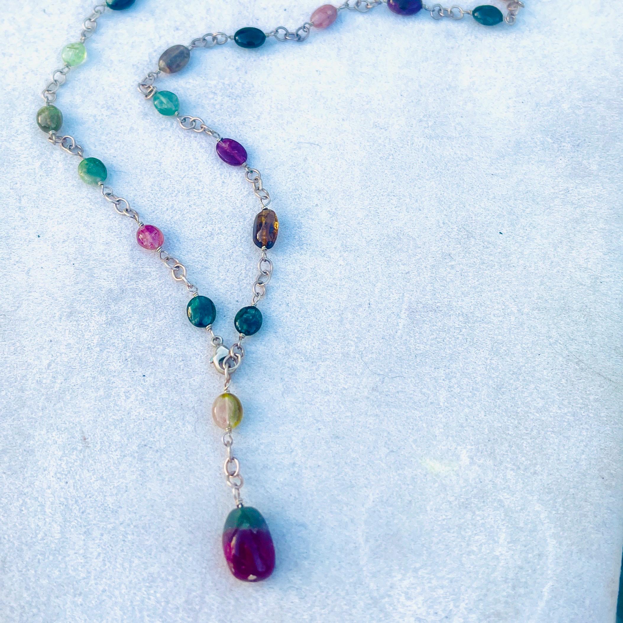 Natural Tourmaline Necklace | Sterling Silver 925 | Art Nouveau Revival | Earth Mined Stones | Handmade Jewelry - Image 5