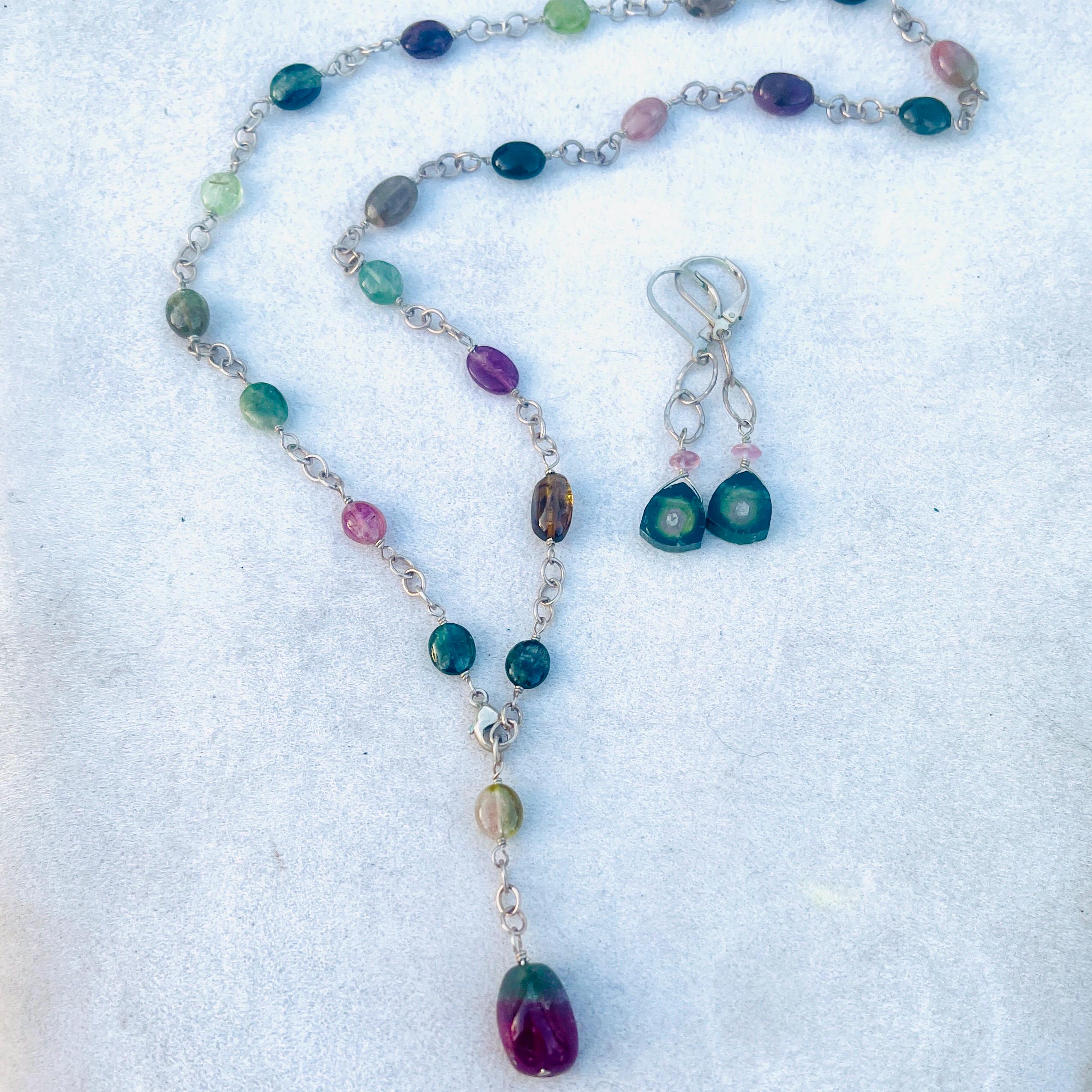 Natural Tourmaline Necklace | Sterling Silver 925 | Art Nouveau Revival | Earth Mined Stones | Handmade Jewelry - Image 6