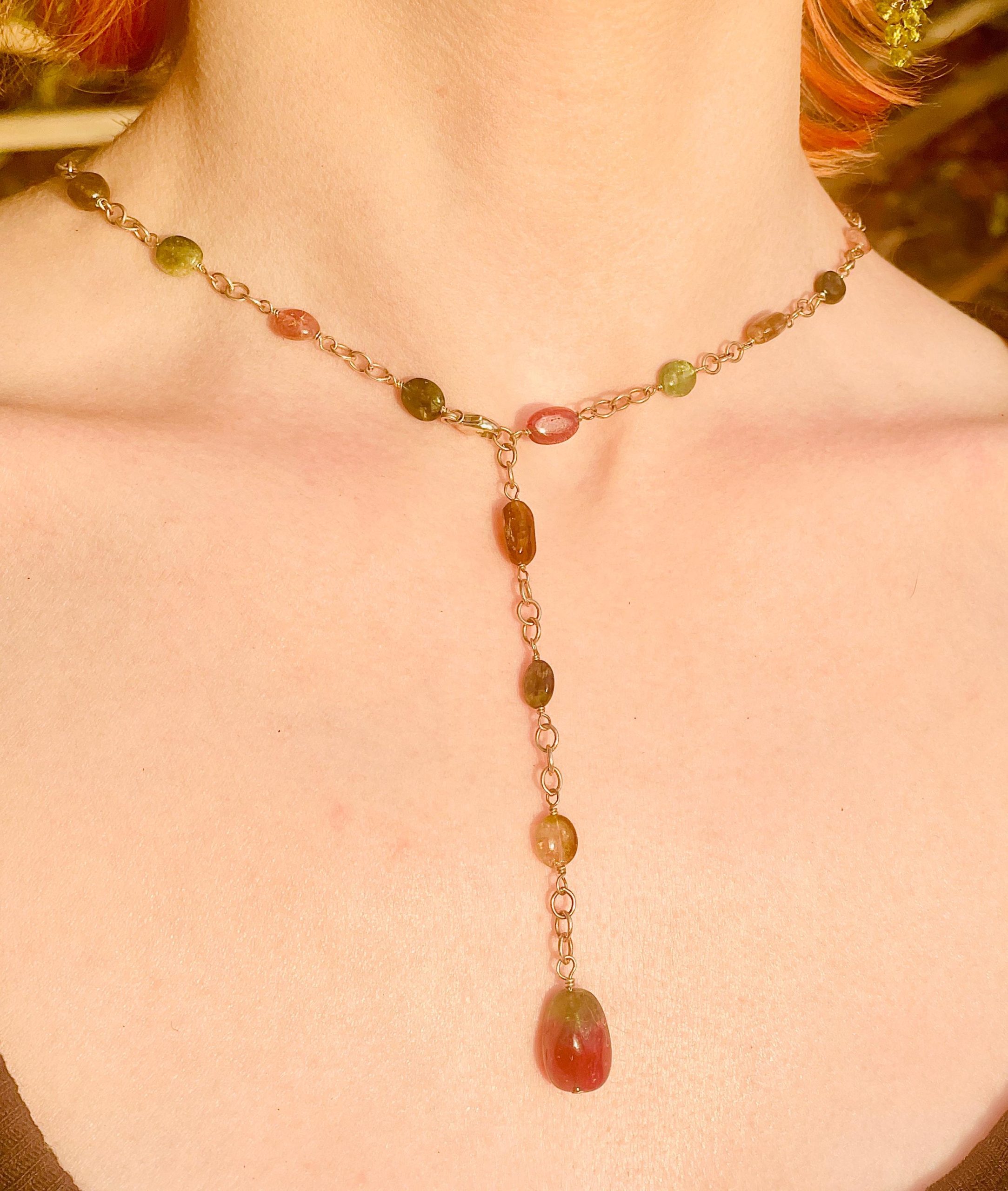 Natural Tourmaline Necklace | Sterling Silver 925 | Art Nouveau Revival | Earth Mined Stones | Handmade Jewelry - Image 9